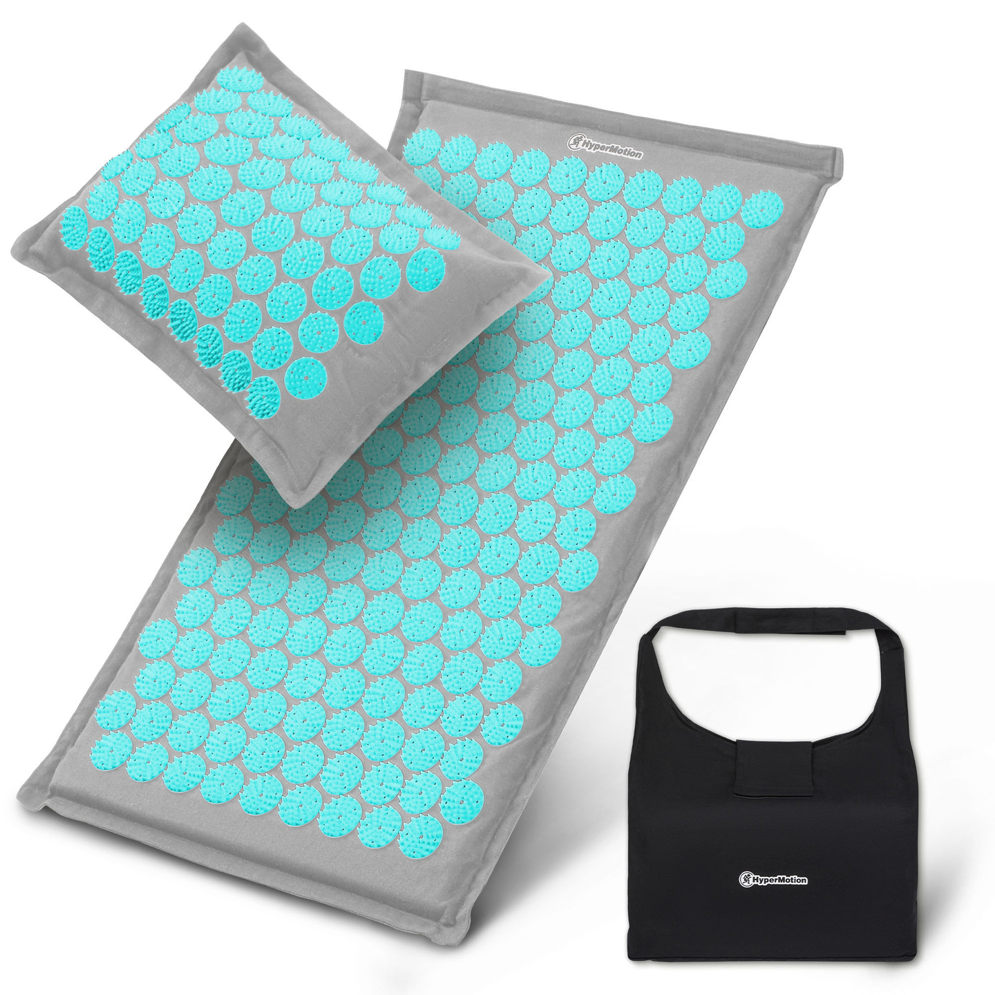 Στρώμα πιεσοθεραπείας από λινό ECO με ίνες καρύδας και μαξιλάρι από φαγόπυρο – HyperMotion 68 cm γκρι-μέντα