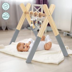 Ξύλινη βάση εκπαίδευσης Baby Gym - χρώμα γκρι