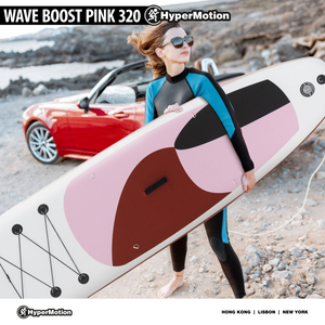 Φουσκωτό SUP Stand Up Paddle board 320cm με κουπί και κάθισμα - HyperMotion WAVE BOOST PINK 320