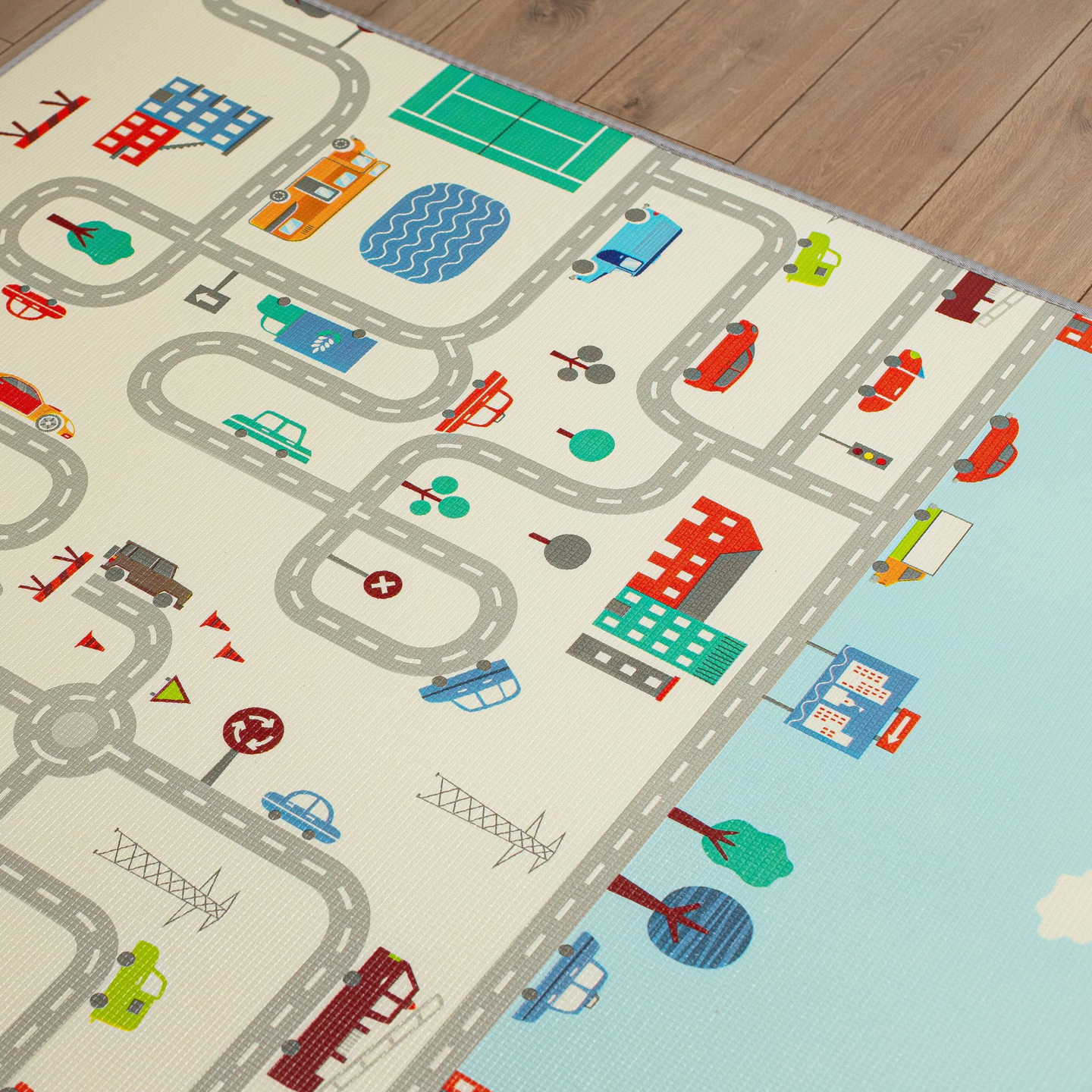 Στρώμα αφρού διπλής όψης XXL - ρολό 2 CM (δρόμος και ζιγκ-ζαγκ)