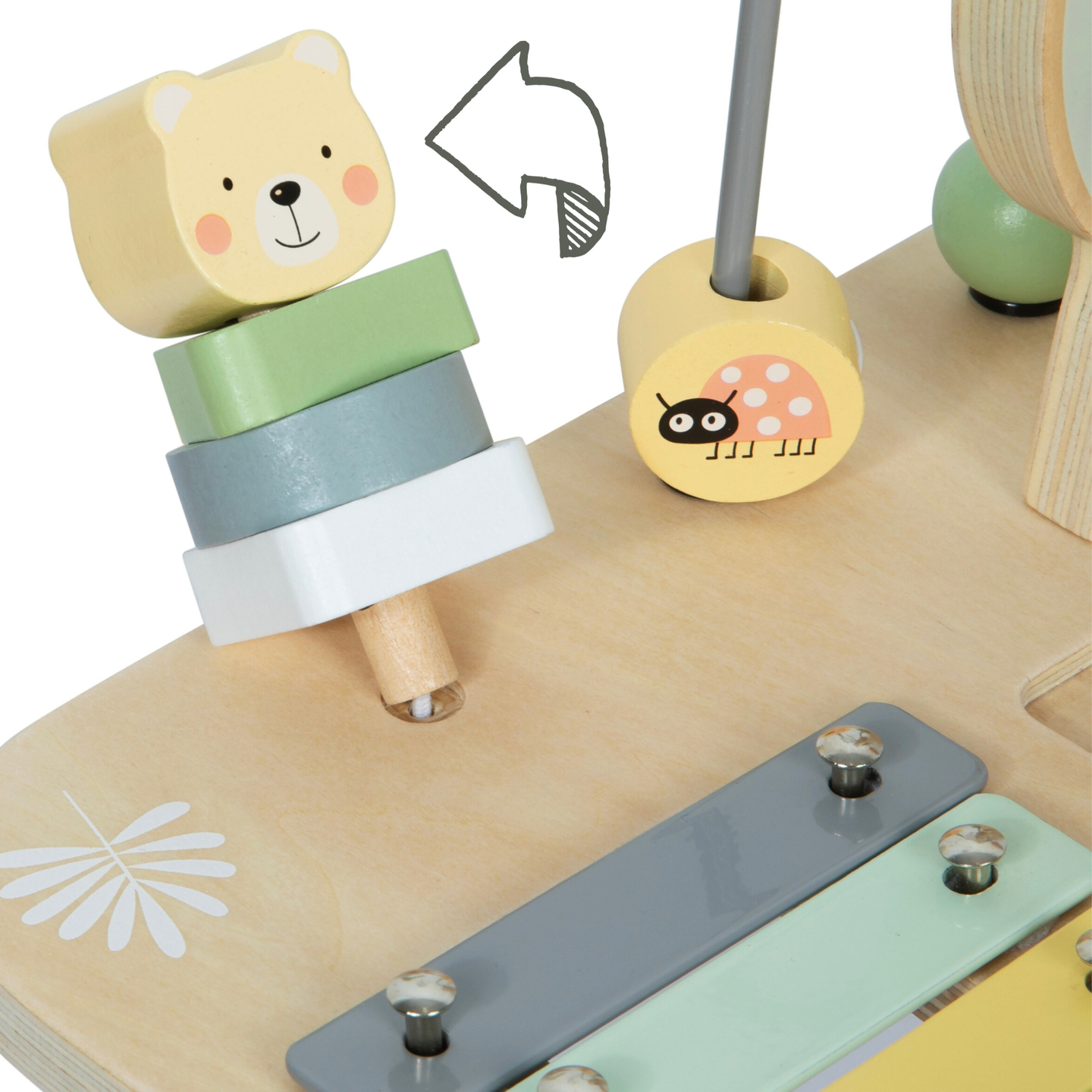 Ξύλινο εκπαιδευτικό μουσικό τραπέζι 7 σε 1 με κύμβαλα και γκονγκ - άγρια ζούγκλα