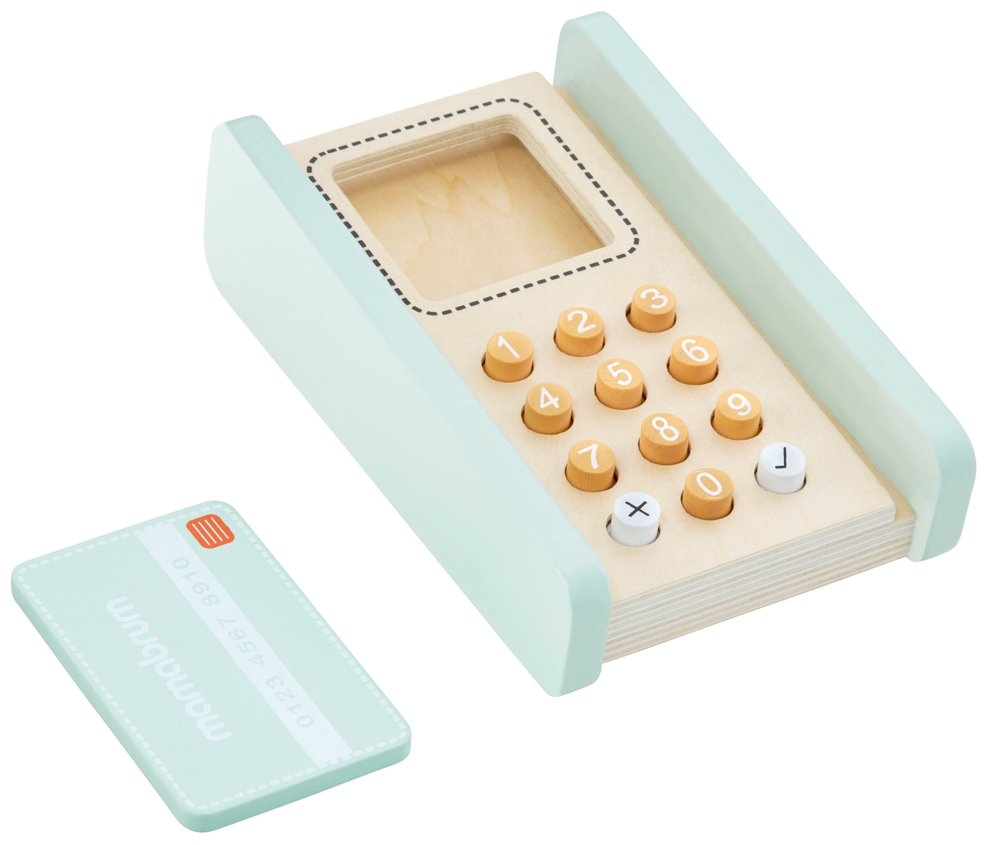 Μεγάλο ξύλινο κατάστημα - πάγκος και θέατρο 2 σε 1 με ζυγαριά, τερματικό πληρωμής, φρούτα και λαχανικά