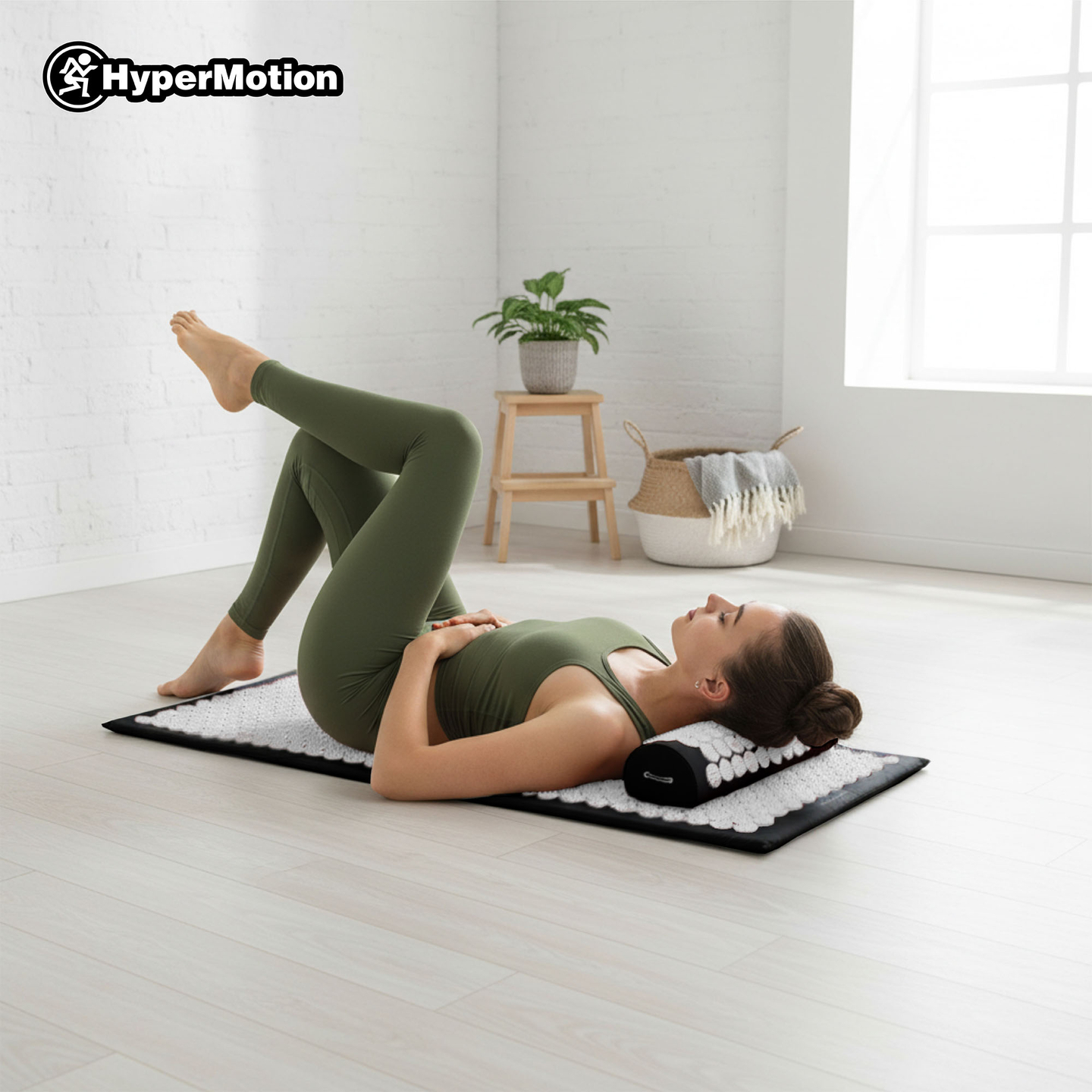 Μεγάλο στρώμα πιεσοθεραπείας με μαξιλάρι και κάλυμμα - HyperMotion 130 cm ασπρόμαυρο