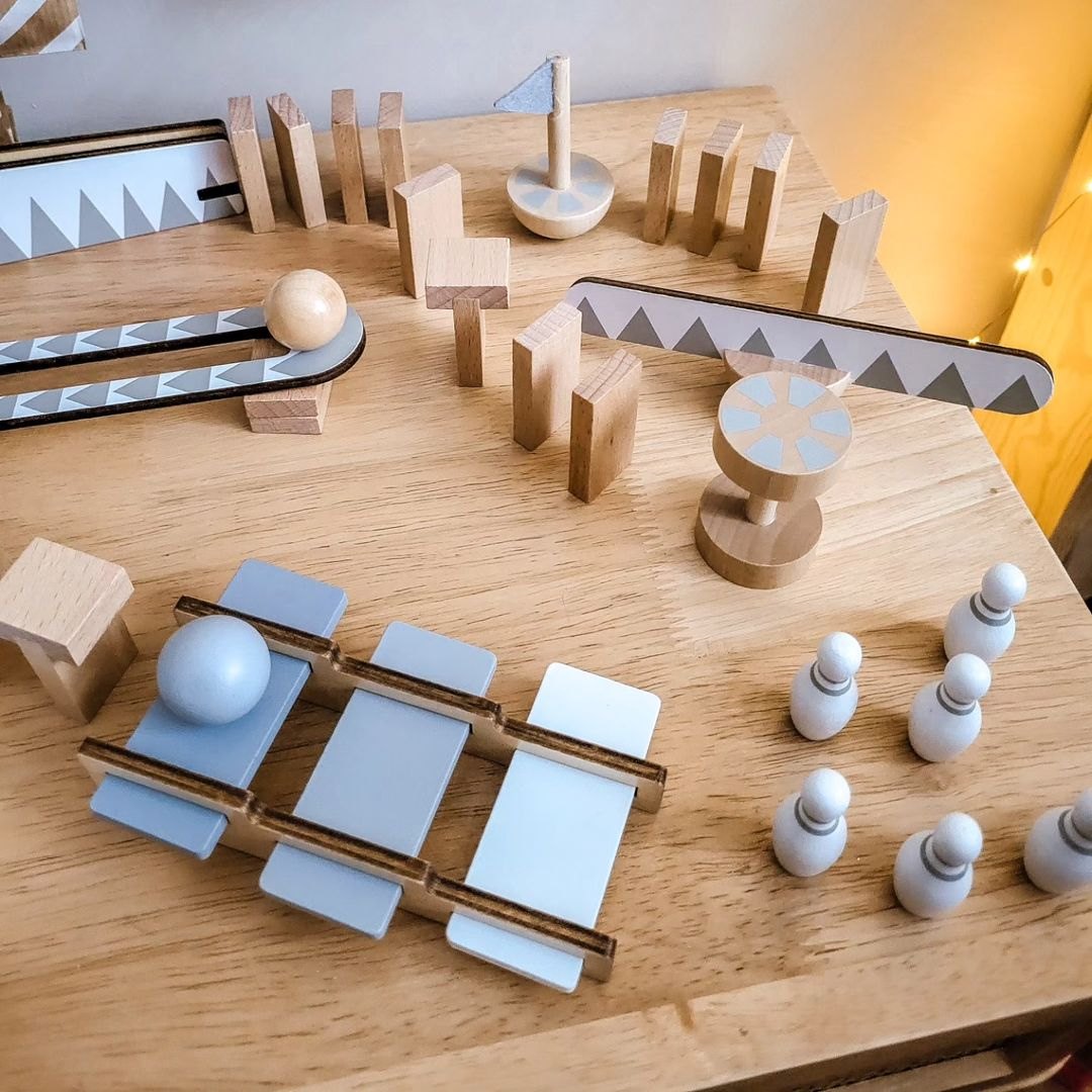 Ξύλινα τουβλάκια ντόμινο - πορεία εμποδίων - 48 στοιχεία