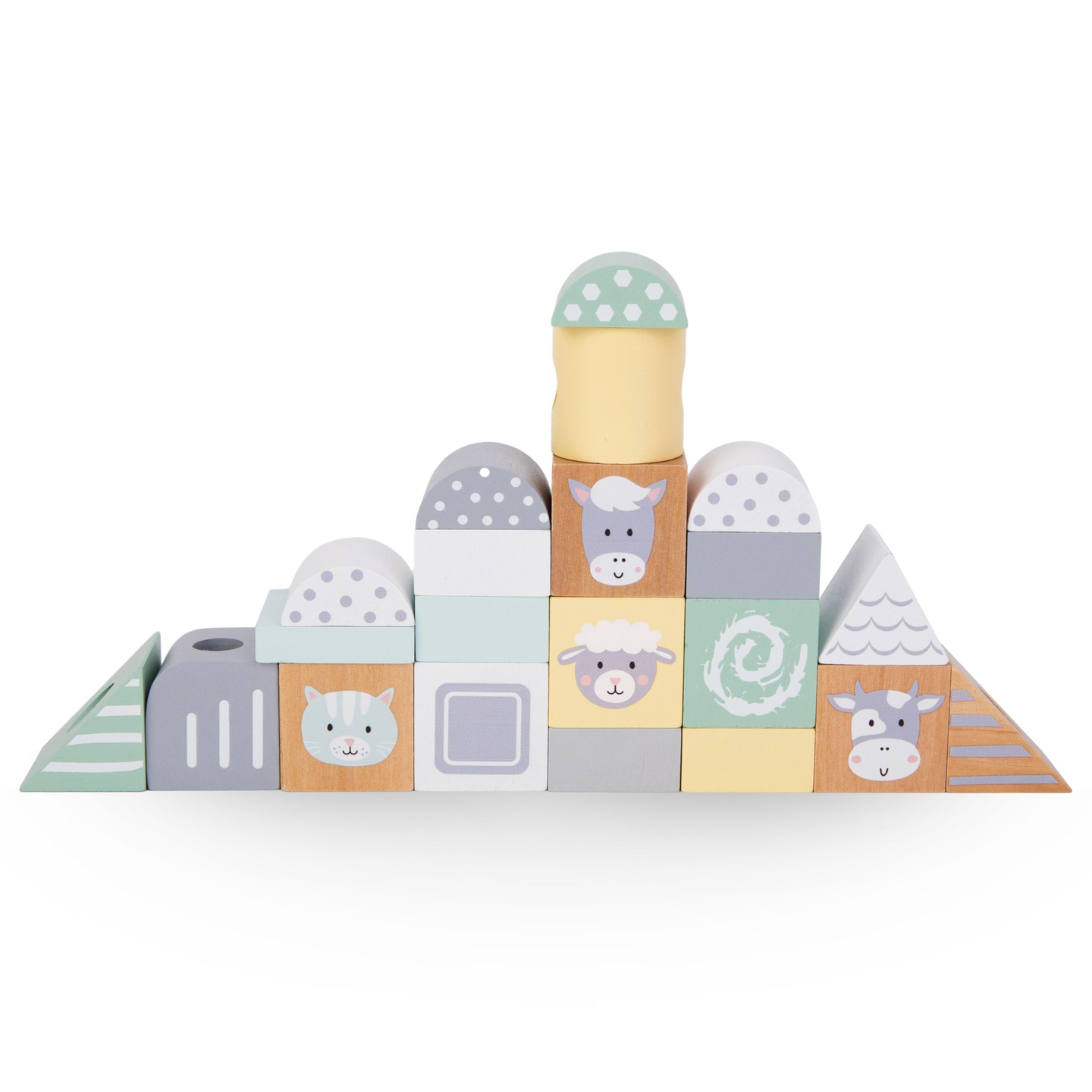 Ξύλινο τρένο με τουβλάκια για αγόρι - Αγρόκτημα