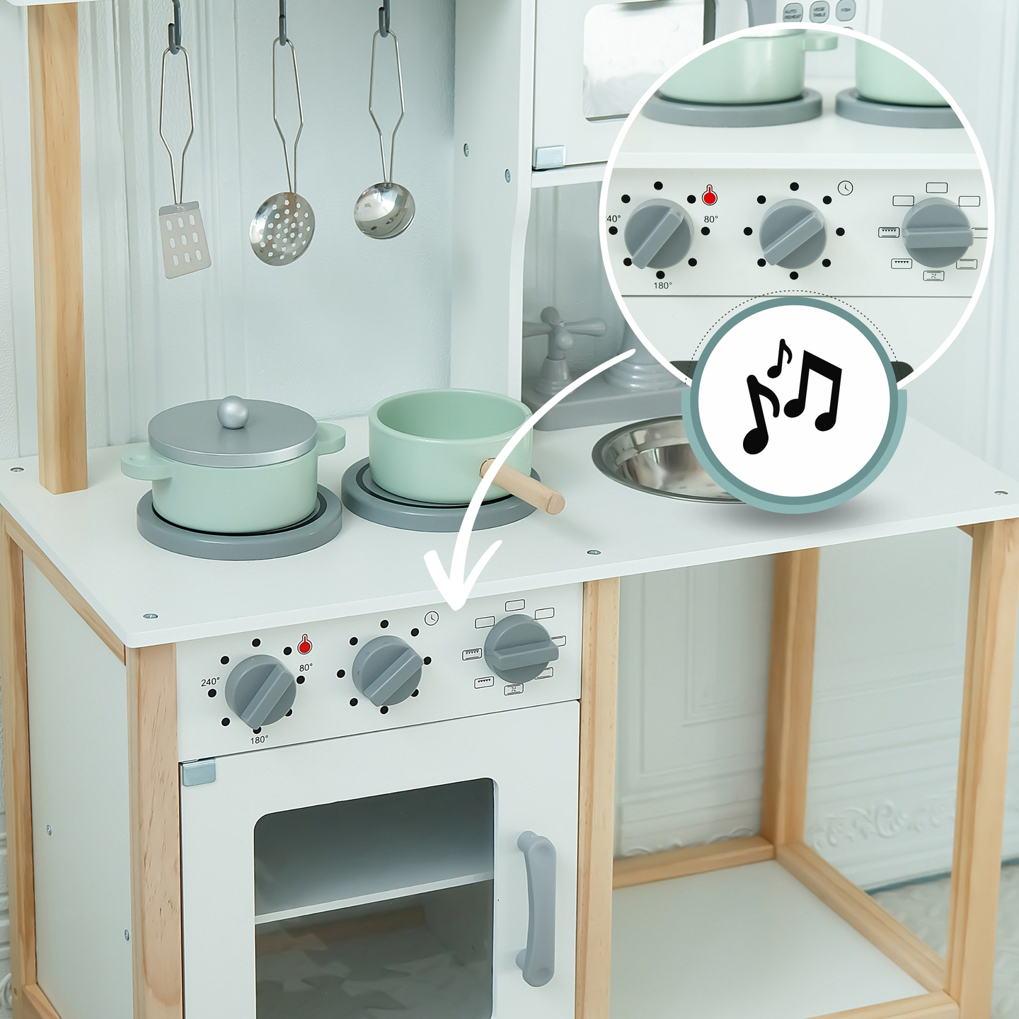 Ξύλινη παιδική κουζίνα με φούρνο μικροκυμάτων