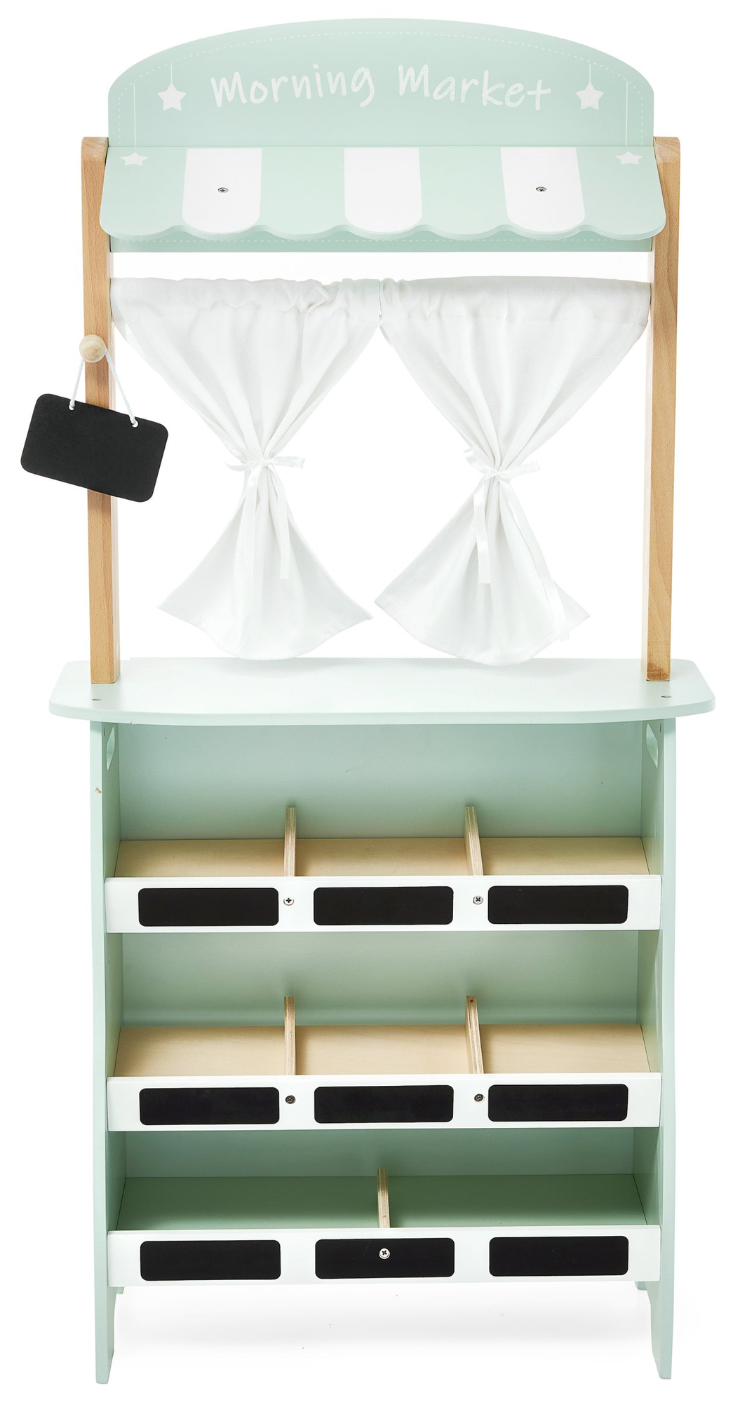 Μεγάλο ξύλινο κατάστημα - πάγκος και θέατρο 2 σε 1 με ζυγαριά, τερματικό πληρωμής, φρούτα και λαχανικά