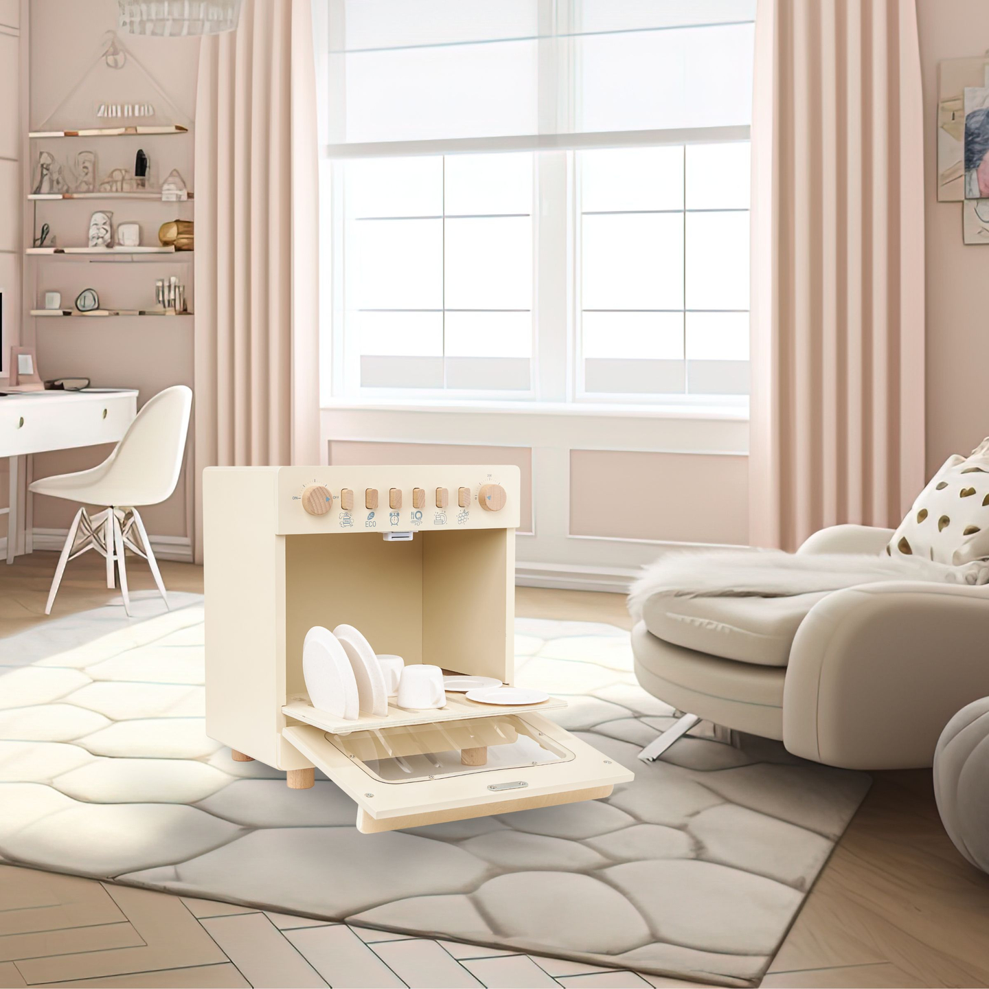 Ξύλινο πλυντήριο πιάτων με αξεσουάρ