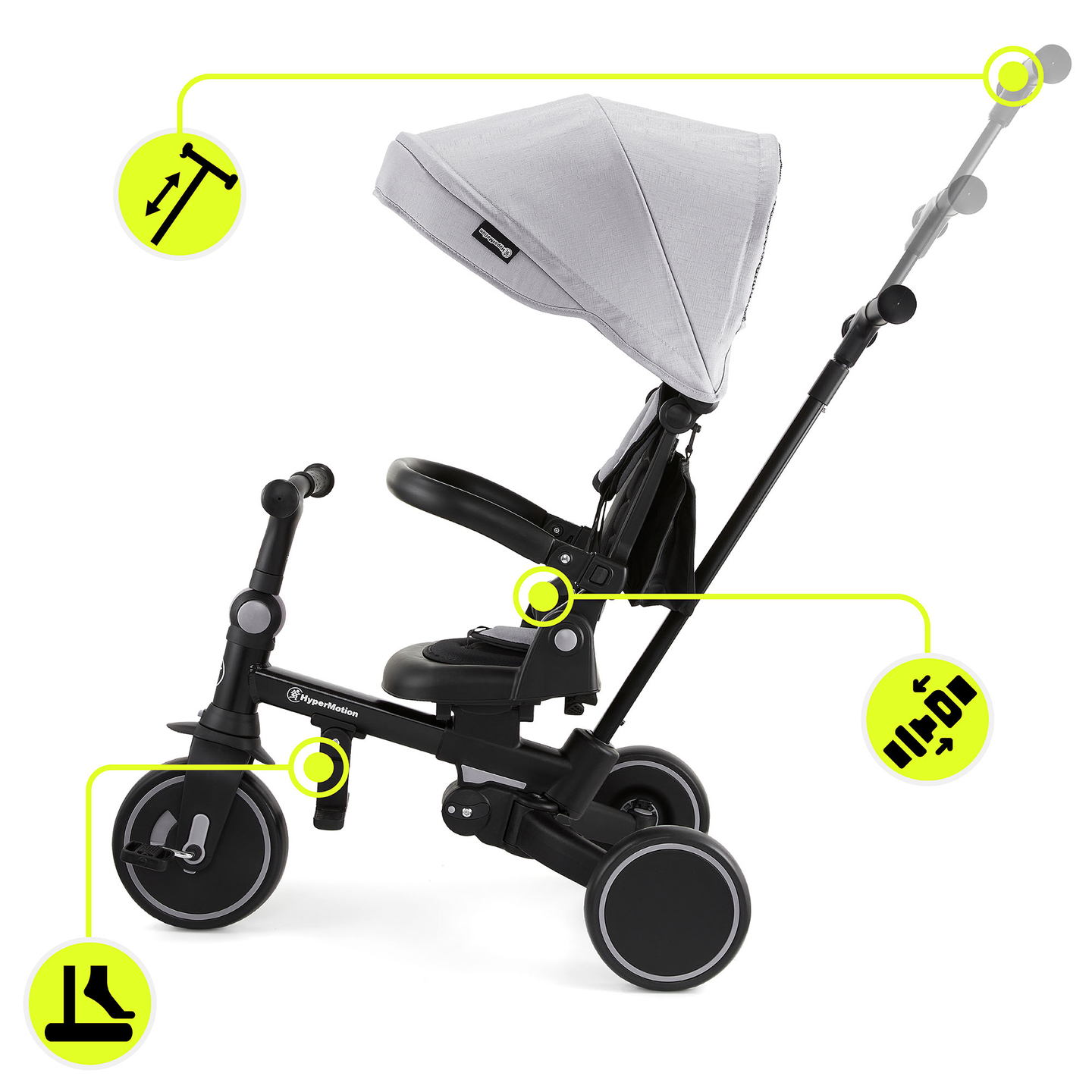 Πολυλειτουργικό τρίκυκλο 8 σε 1 TOBI FOREST - γκρι