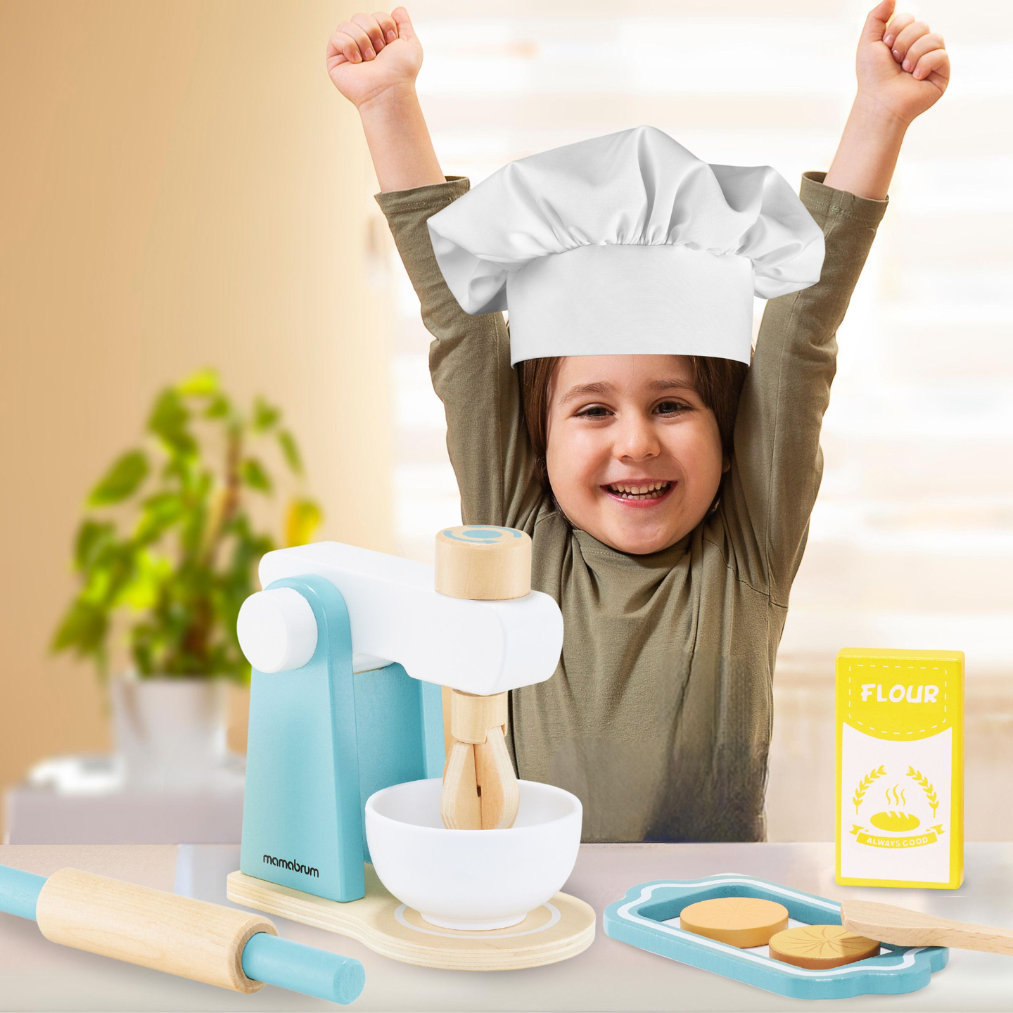 Ξύλινο μίξερ με αξεσουάρ