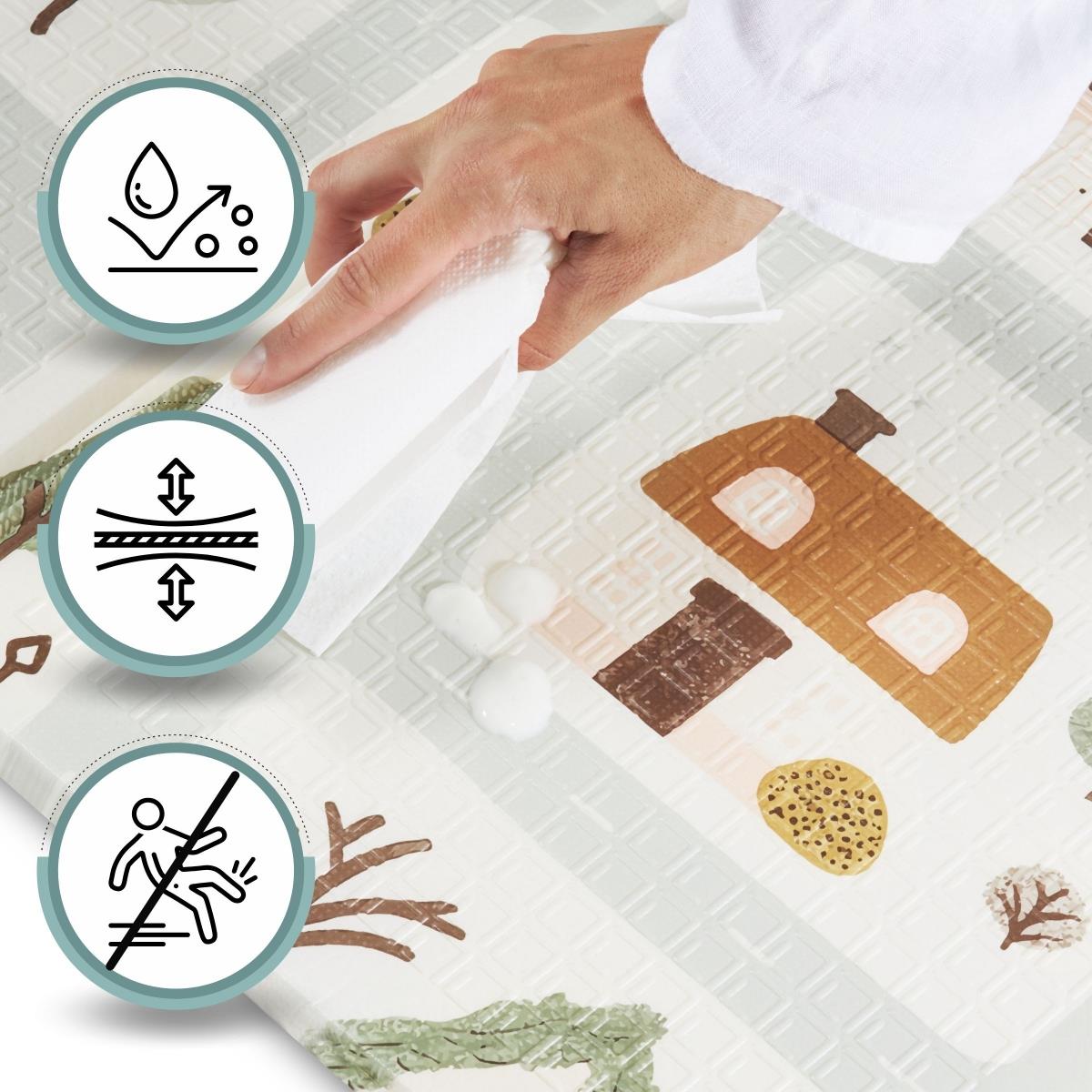 Αναδιπλούμενο στρώμα αφρού διπλής όψης 180 x 120 x 1cm - Charming Town/Sand Beige