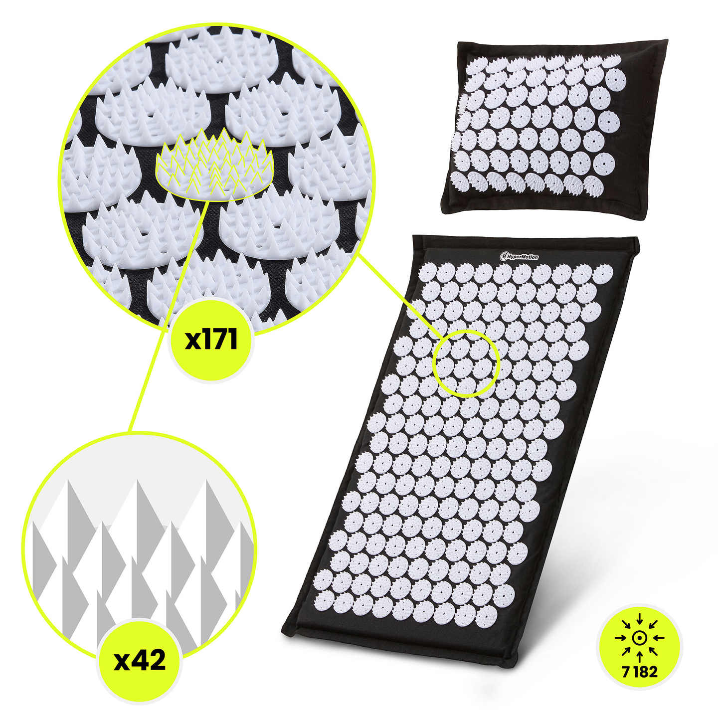 Στρώμα πιεσοθεραπείας από λινό ECO με ίνες καρύδας και μαξιλάρι από φαγόπυρο – HyperMotion 68 cm, ασπρόμαυρο