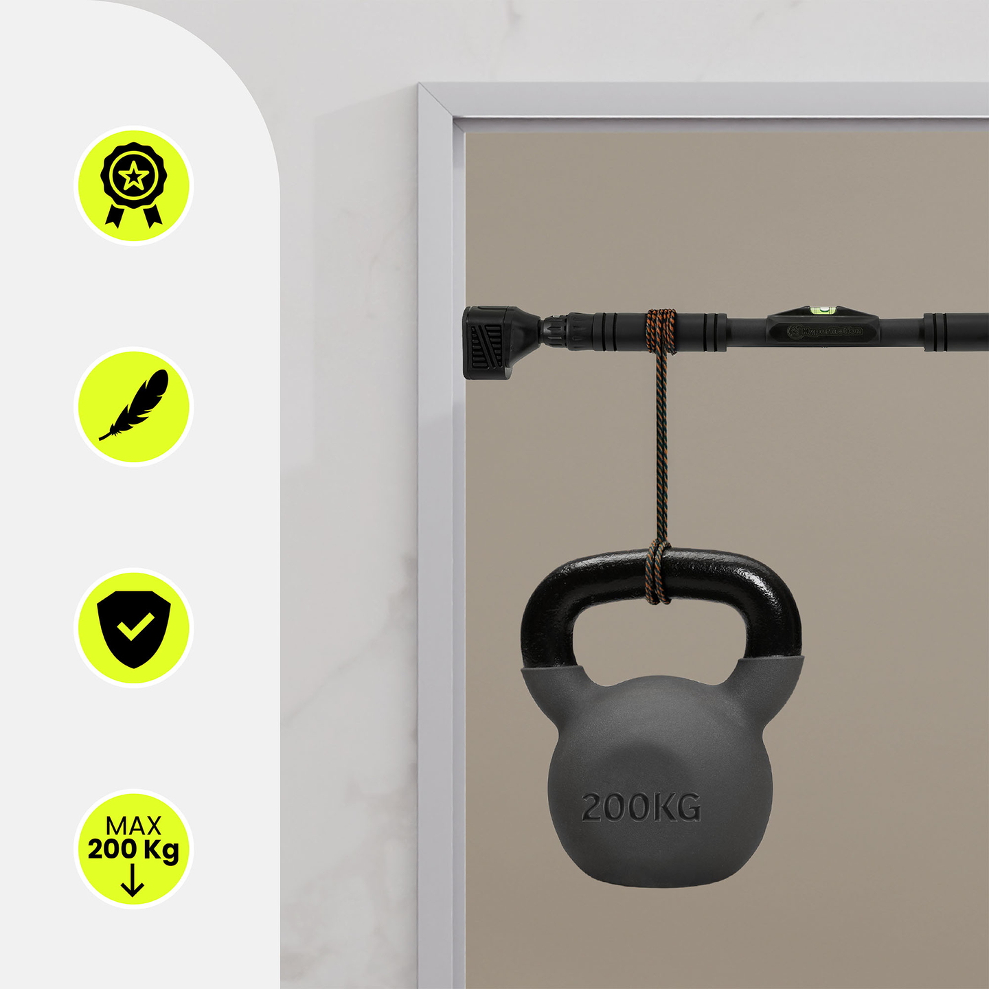 Ρυθμιζόμενη μπάρα HyperMotion 74-100 cm, 200 kg, μαύρη