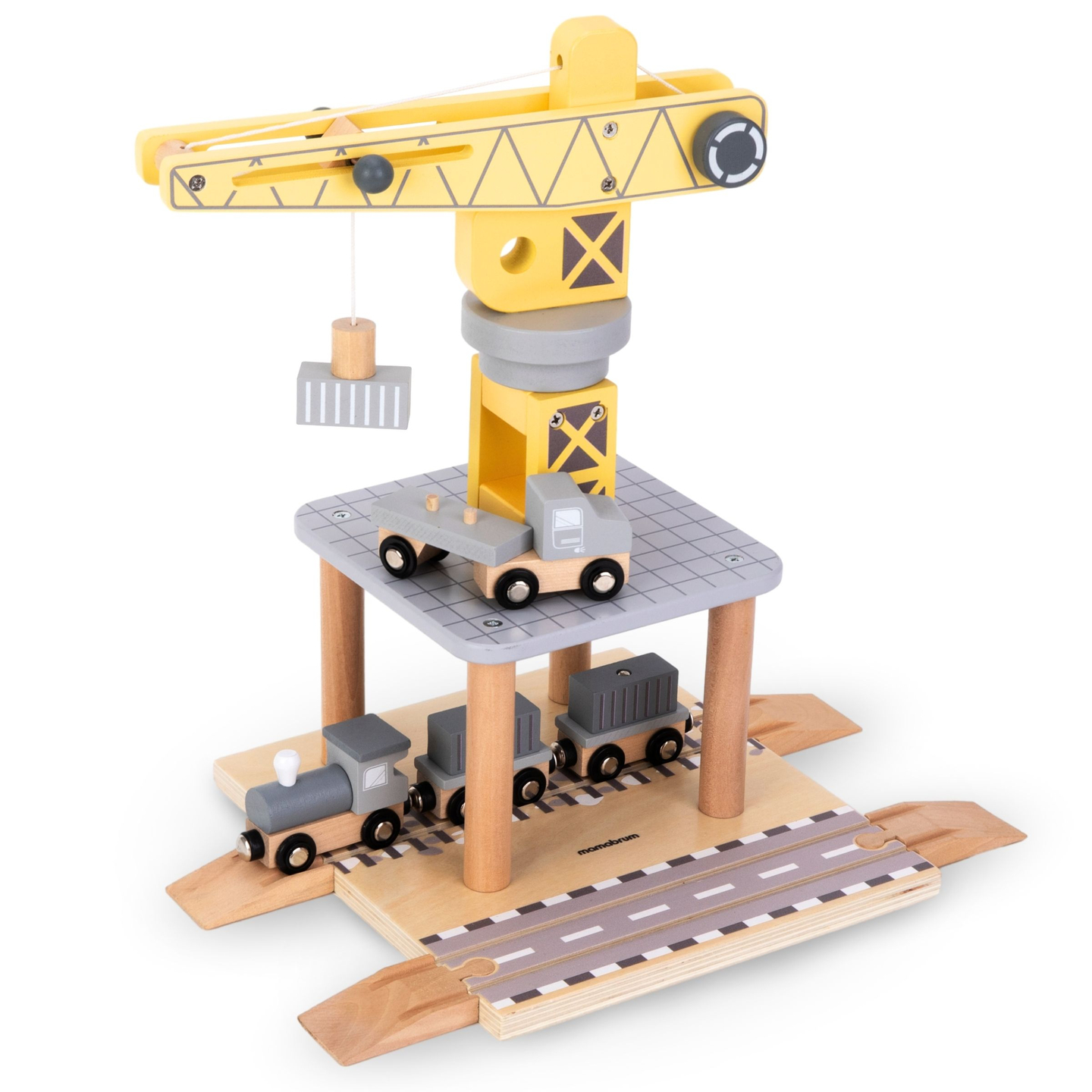 Κινητός γερανός λιμανιού με μαγνητικό βαρούλκο και αξεσουάρ - ξύλινο σετ