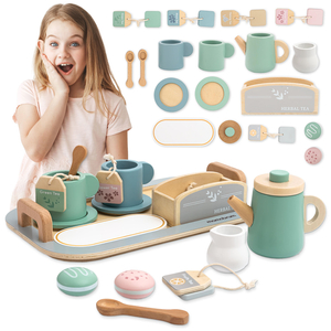 Μεγάλο ξύλινο σετ τσαγιού με δίσκο - 18 αντικείμενα