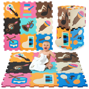 Εκπαιδευτικό στρώμα παζλ από αφρό 90 x 90 x 1cm - αφρός EVA - σχέδιο: όργανα