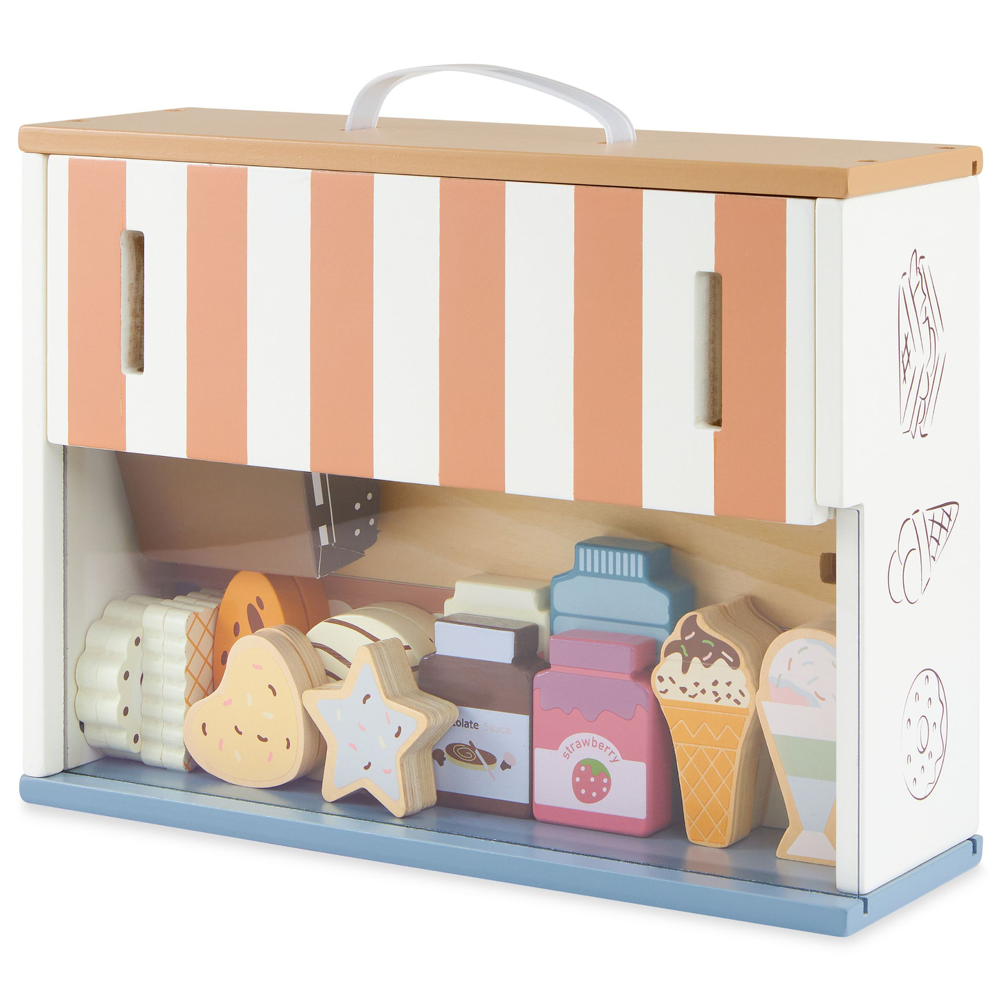 Πτυσσόμενο ξύλινο κατάστημα - καφετέρια, ζαχαροπλαστείο με αξεσουάρ