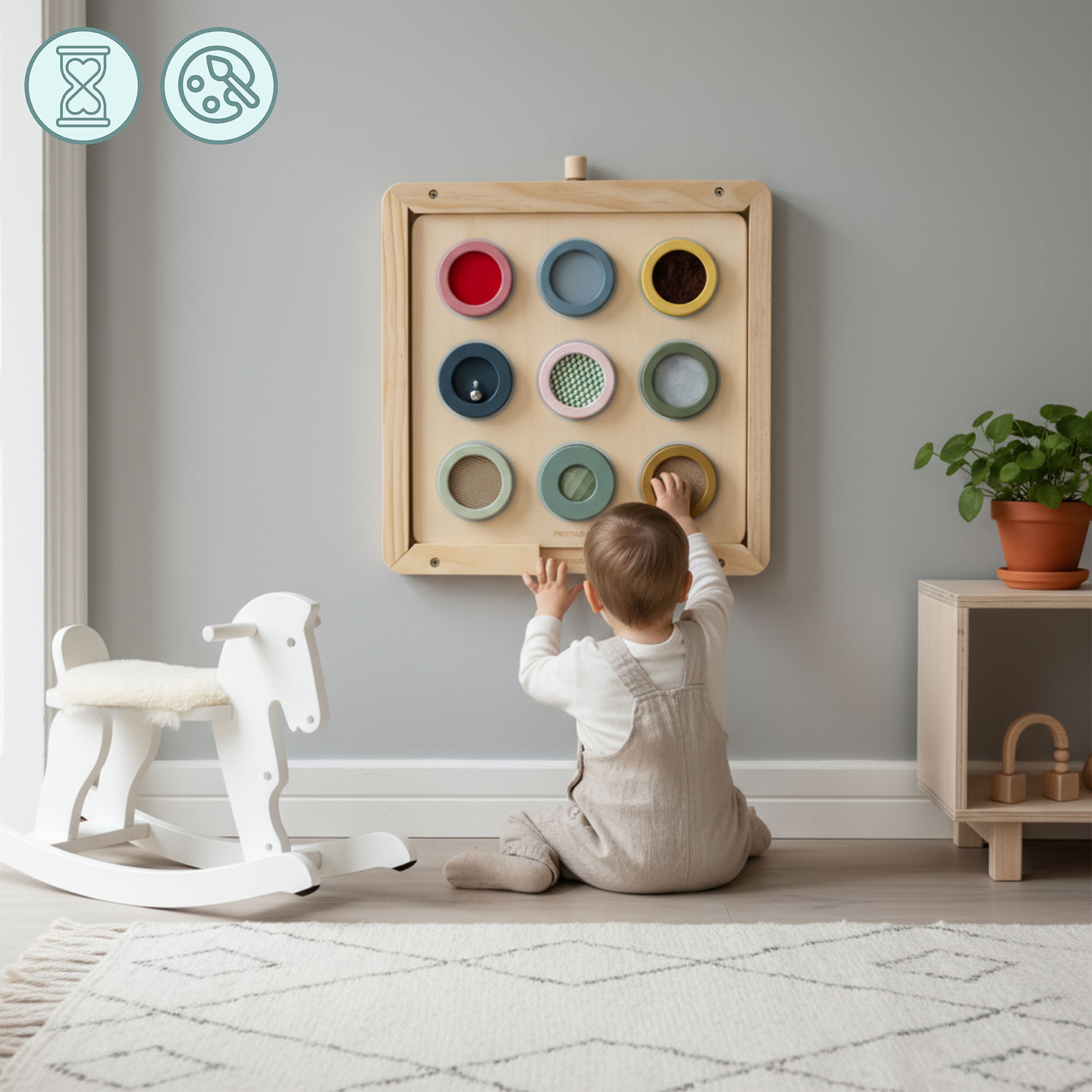 Ξύλινο πλαίσιο τοίχου - για την τοποθέτηση εκπαιδευτικών πινάκων Mamabrum