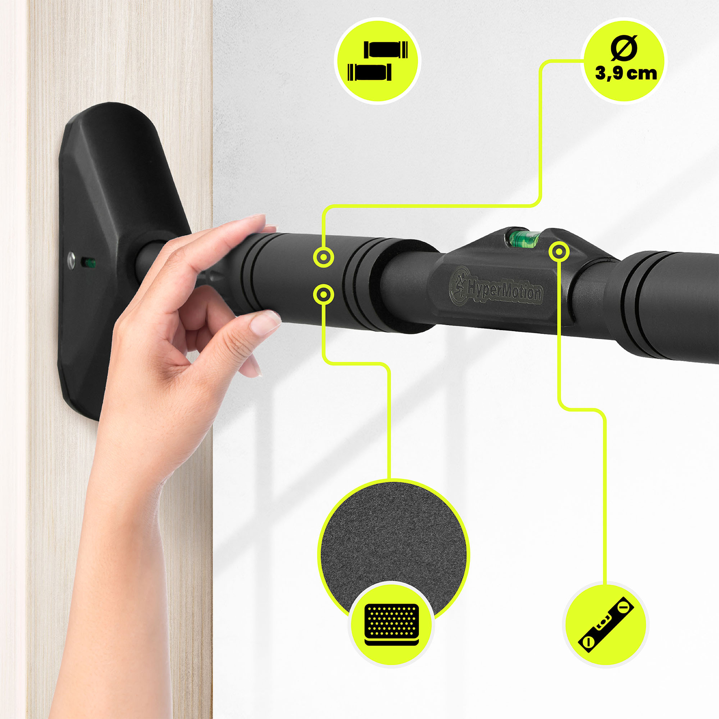 Ρυθμιζόμενη μπάρα HyperMotion 70–100 cm, 200 kg, μαύρη