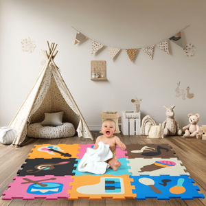 Εκπαιδευτικό στρώμα παζλ από αφρό 90 x 90 x 1cm - αφρός EVA - σχέδιο: όργανα