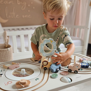 Εκπαιδευτικό ξύλινο τραπέζι 10in1 με ζώα και τρένο