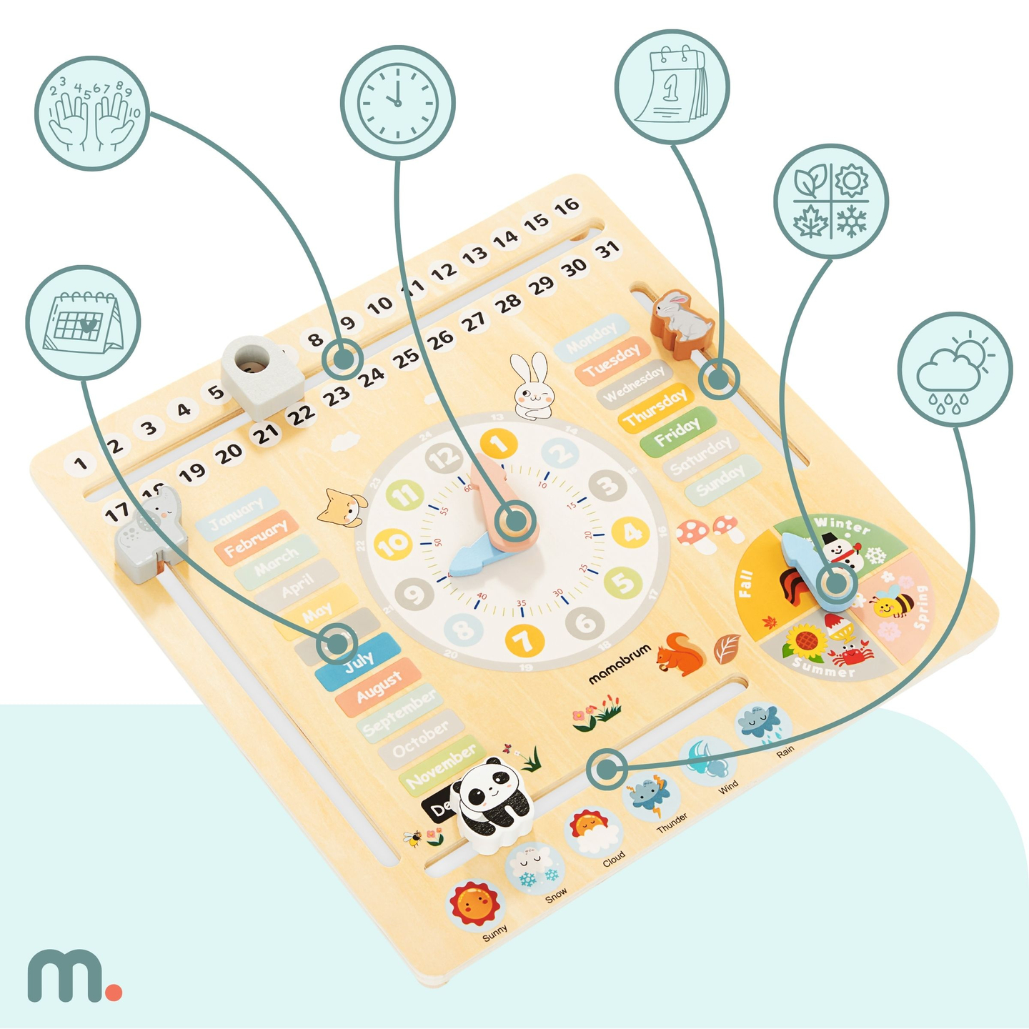 Ξύλινο παιδικό ημερολόγιο 6σε1