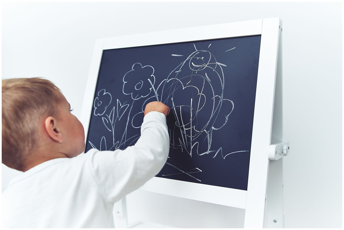 Εκπαιδευτικός πίνακας δύο όψεων: μαγνητικός και μαυροπίνακας - στεγνόμακρος, ξύλινος, για παιδιά, πτυσσόμενος