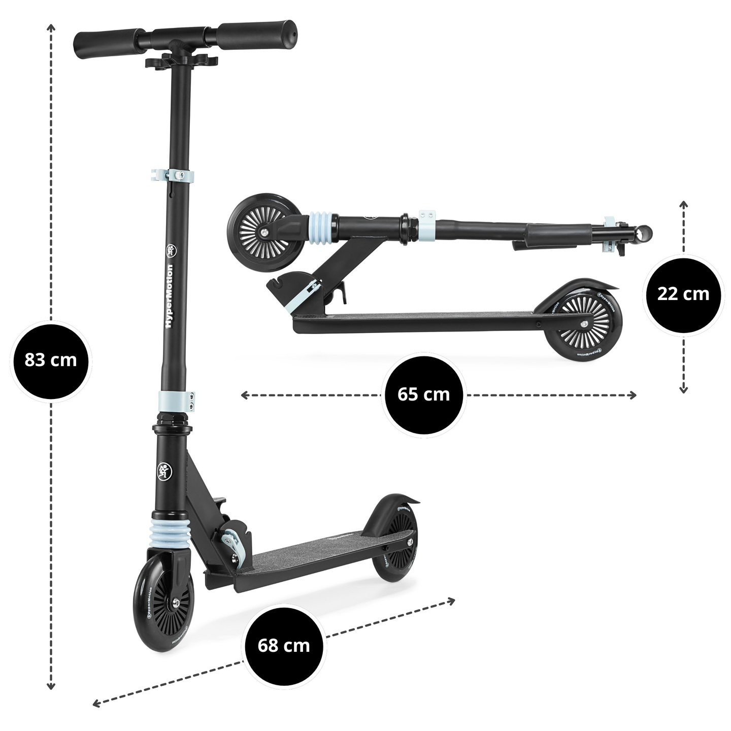 Δίκυκλο σκούτερ με αμορτισέρ WALLY 4-9 ετών από HyperMotion μαύρο-πράσινο