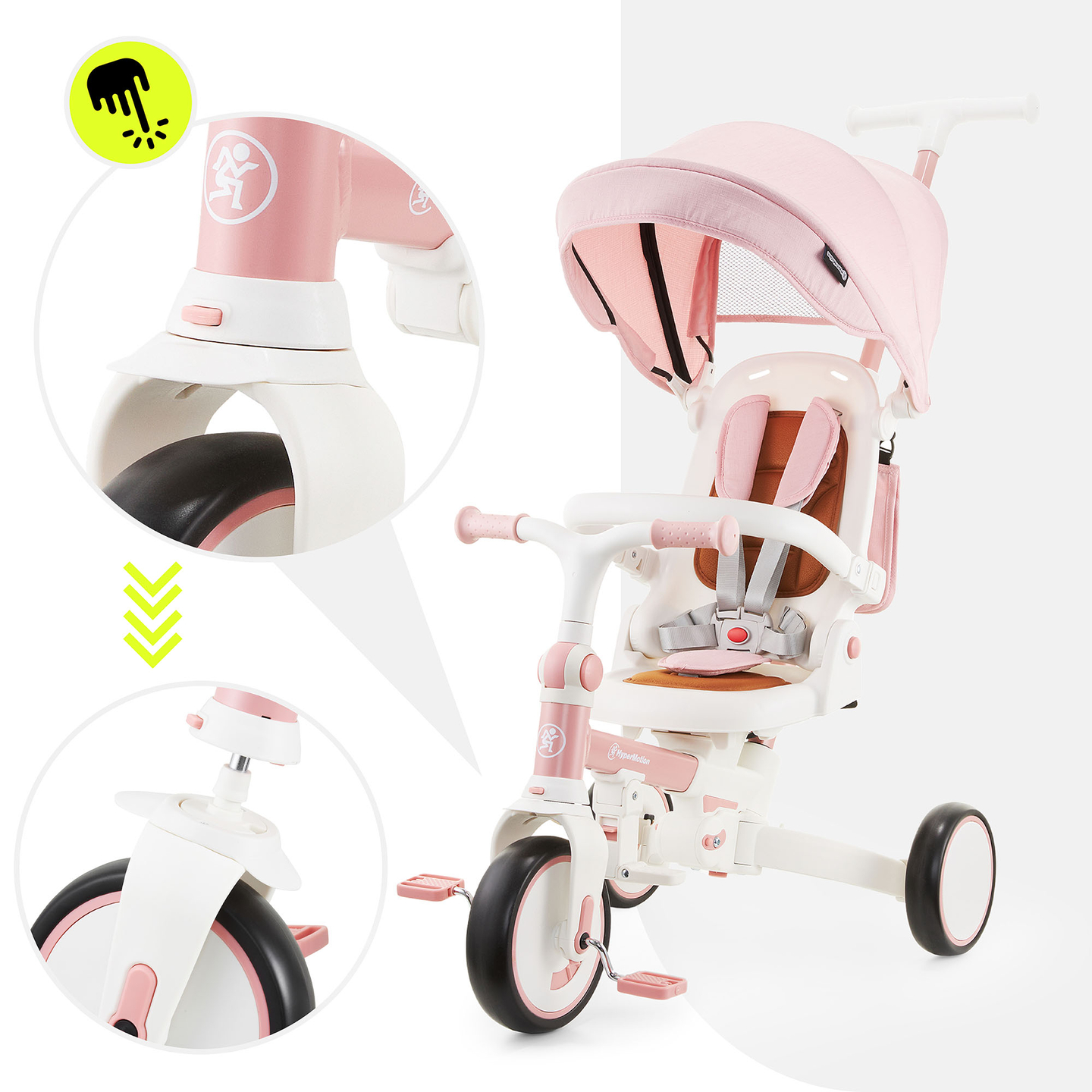 Πολυλειτουργικό τρίκυκλο 8 σε 1 TOBI FOREST - ροζ