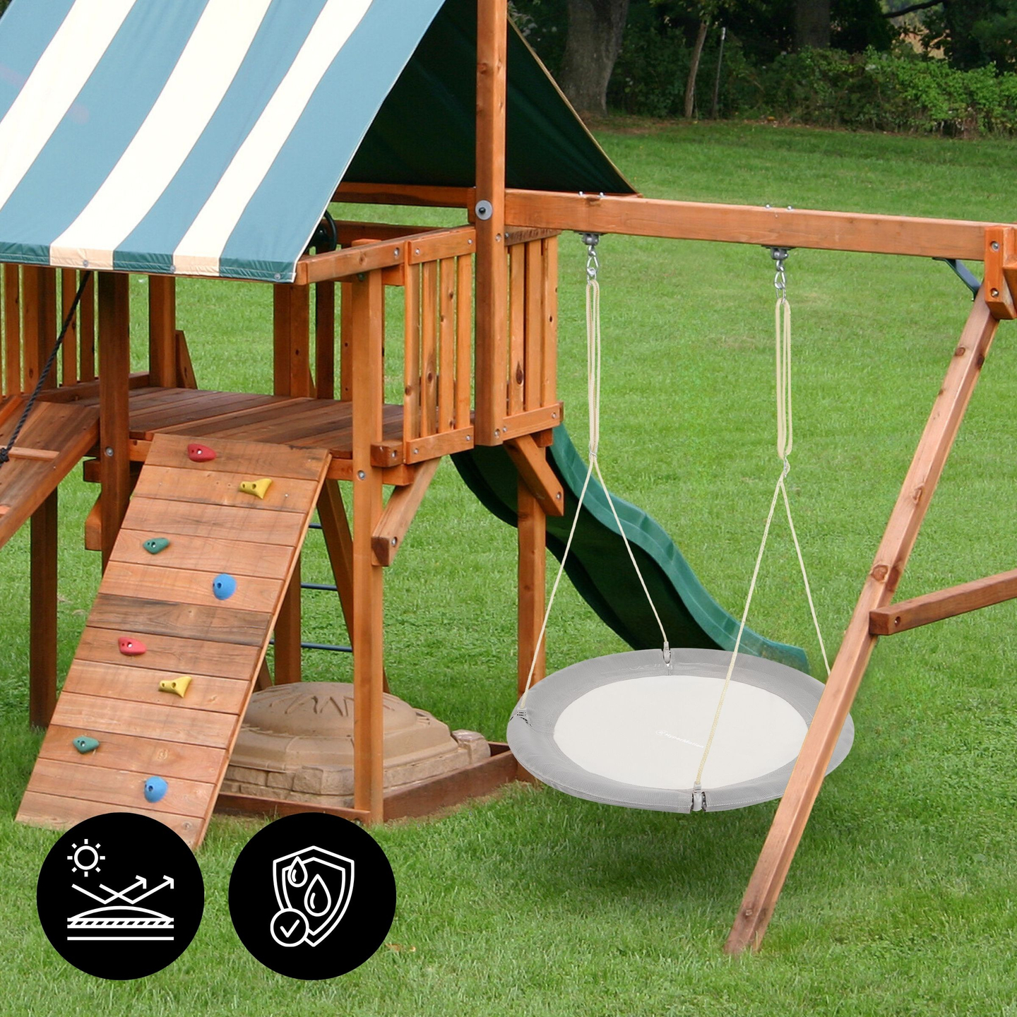 Κούνια φωλιά πελαργού HyperMotion - διάμετρος 100 cm, γκρι χρώμα