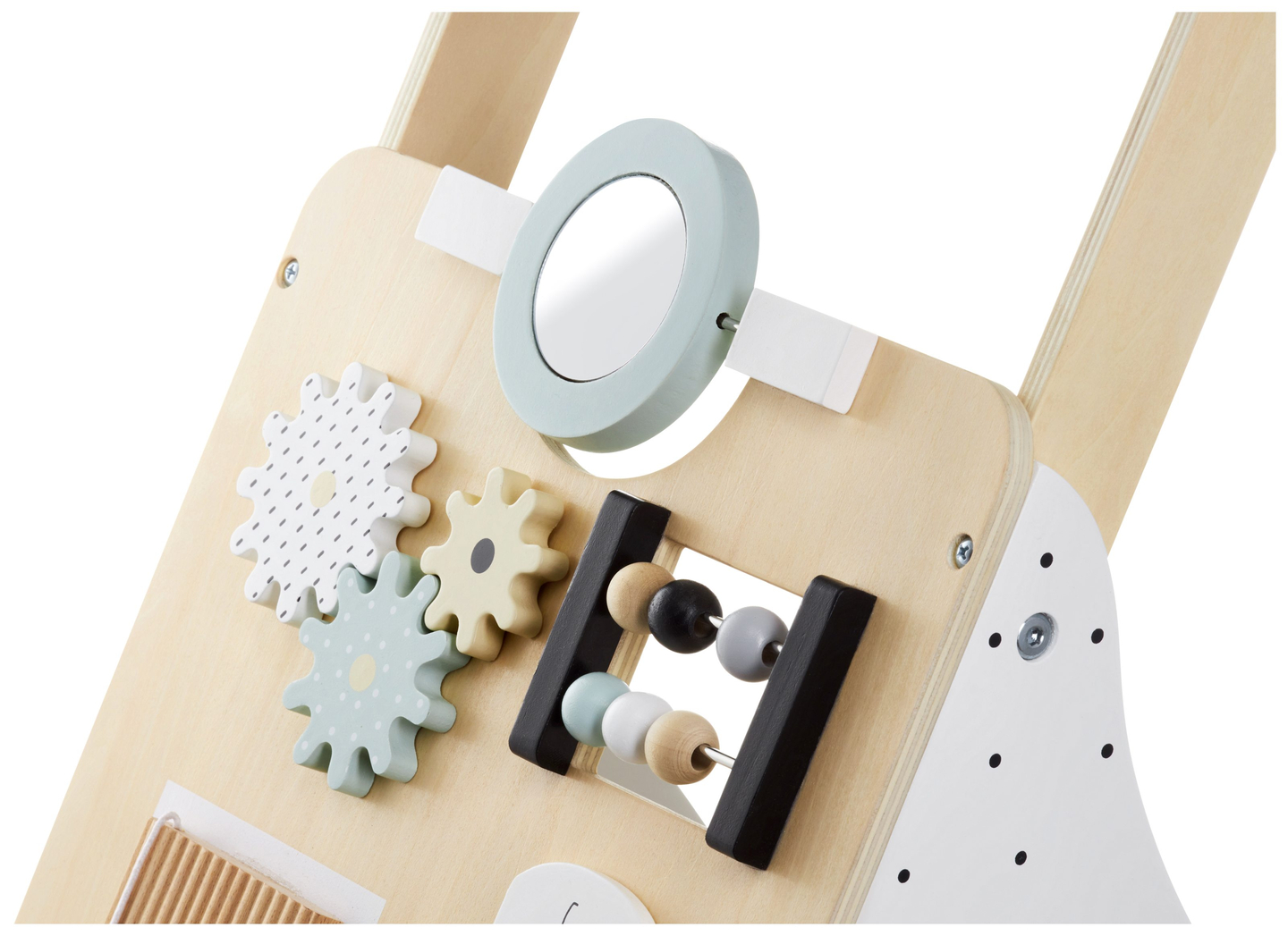 Ξύλινη, εκπαιδευτική παιδική περπατούρα / καροτσάκι - πίνακας χειρισμού