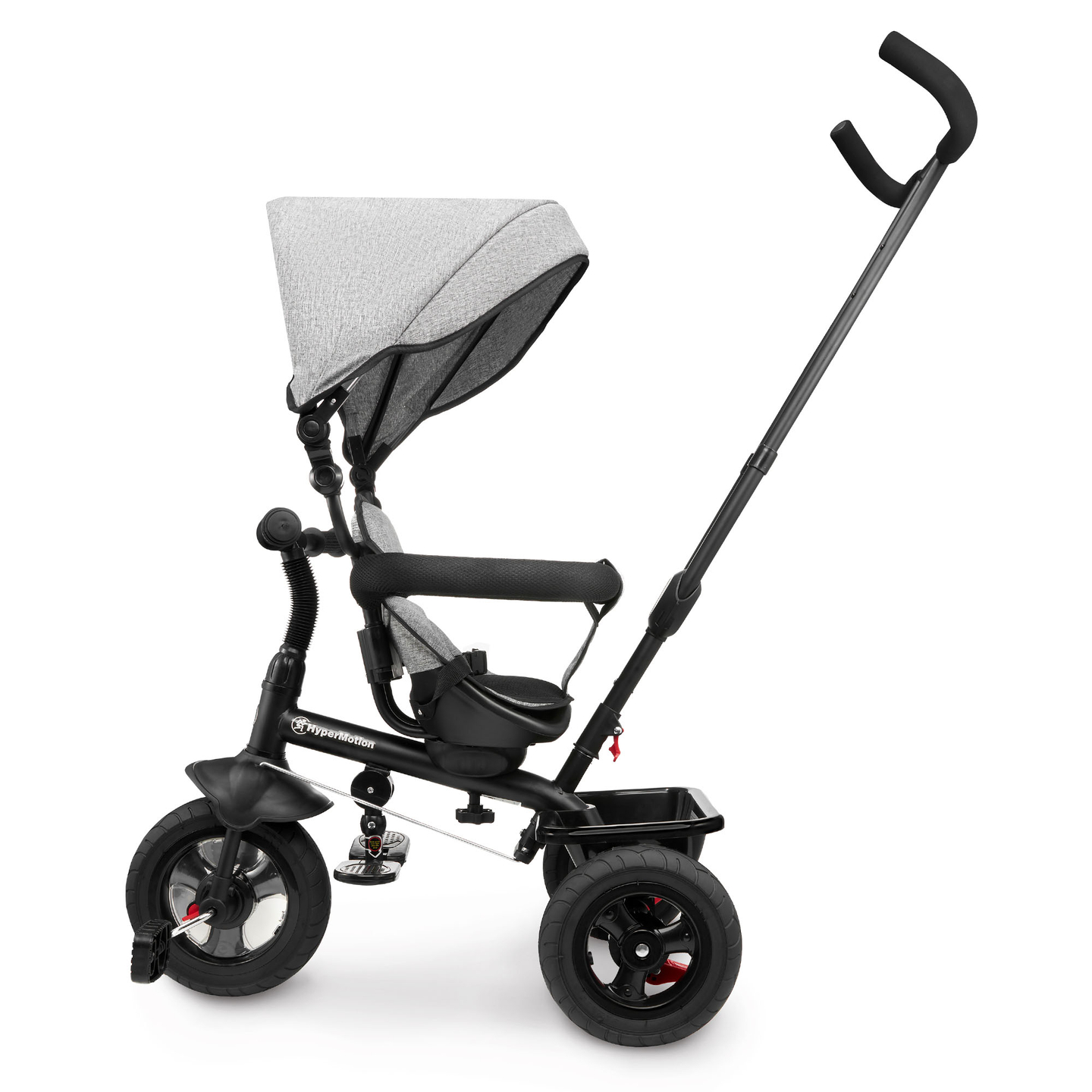 Τρίκυκλο για παιδιά 1-4 ετών - TOBI FREY - γκρι χρώμα - περιστρεφόμενο - τροχοί με αντλία + ωθητήρας