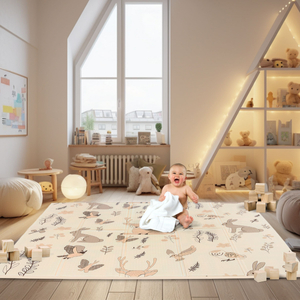 Διπλής όψης αναδιπλούμενο αφρώδες χαλάκι 180 x 120 x 1 cm - Magic Forest/Futumn Streets - boho