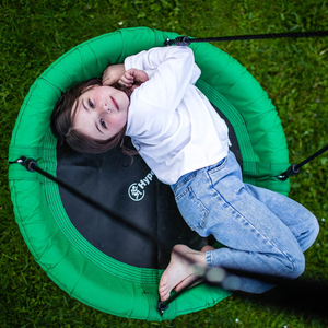 Διπλή κούνια κήπου με πλαίσιο και σχοινιά - κάθισμα και φωλιά πελαργού