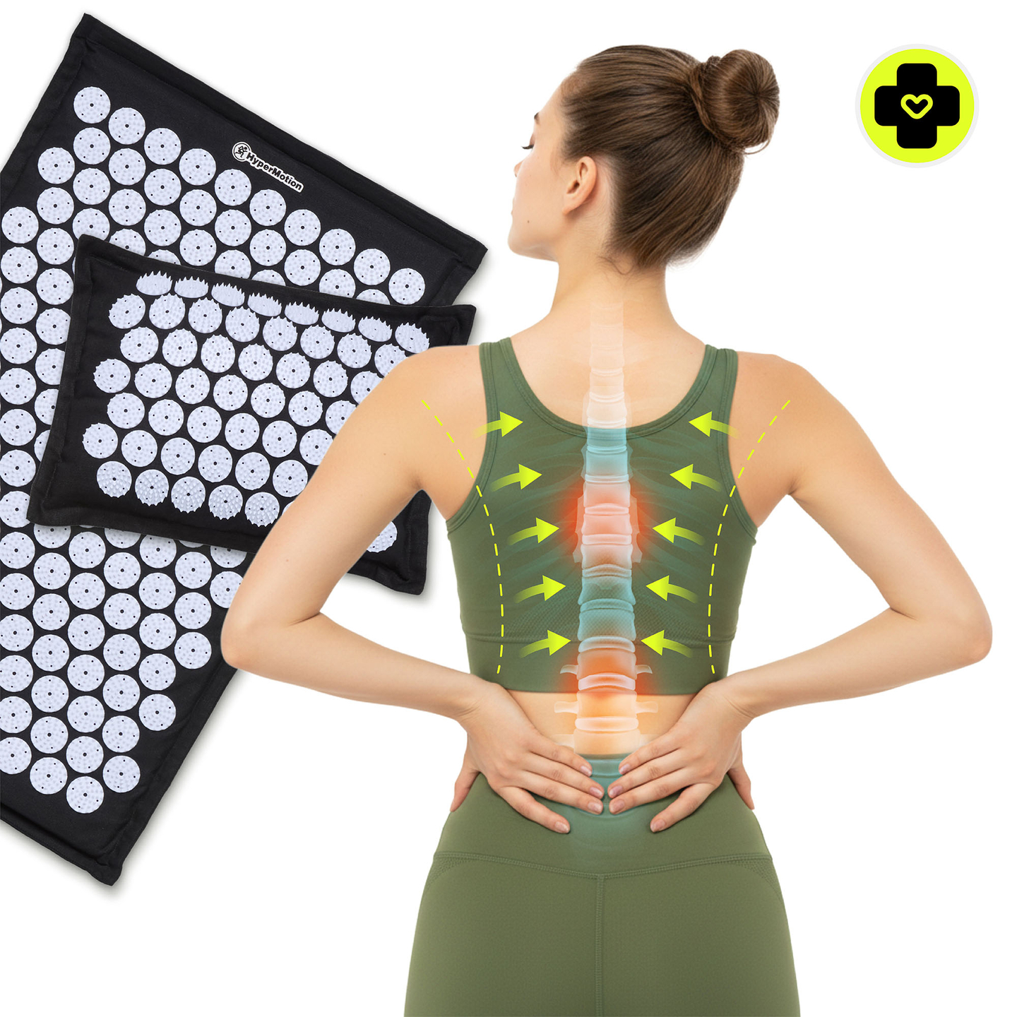 Στρώμα πιεσοθεραπείας από λινό ECO με ίνες καρύδας και μαξιλάρι από φαγόπυρο – HyperMotion 68 cm, ασπρόμαυρο