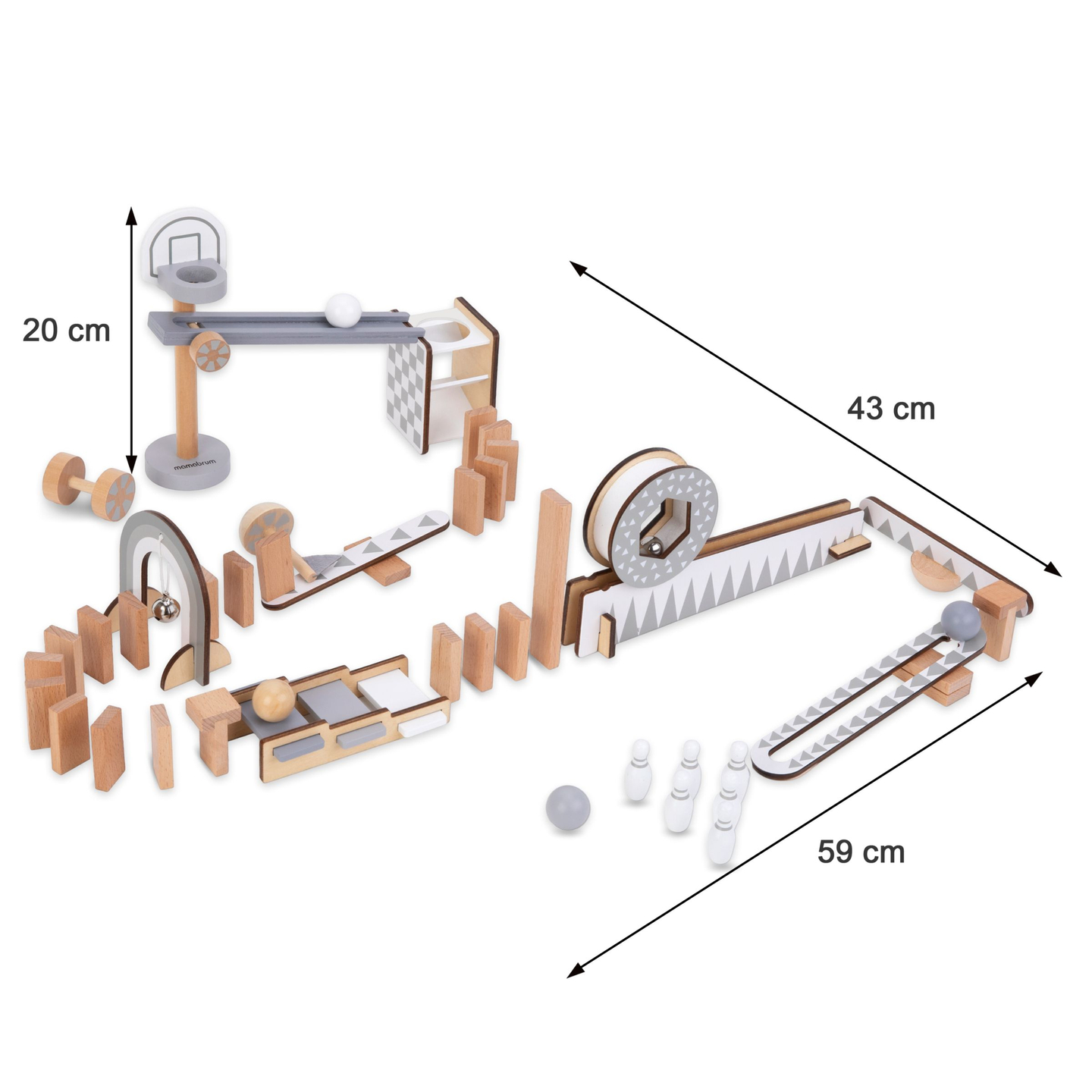 Ξύλινα τουβλάκια ντόμινο - πορεία εμποδίων - 48 στοιχεία