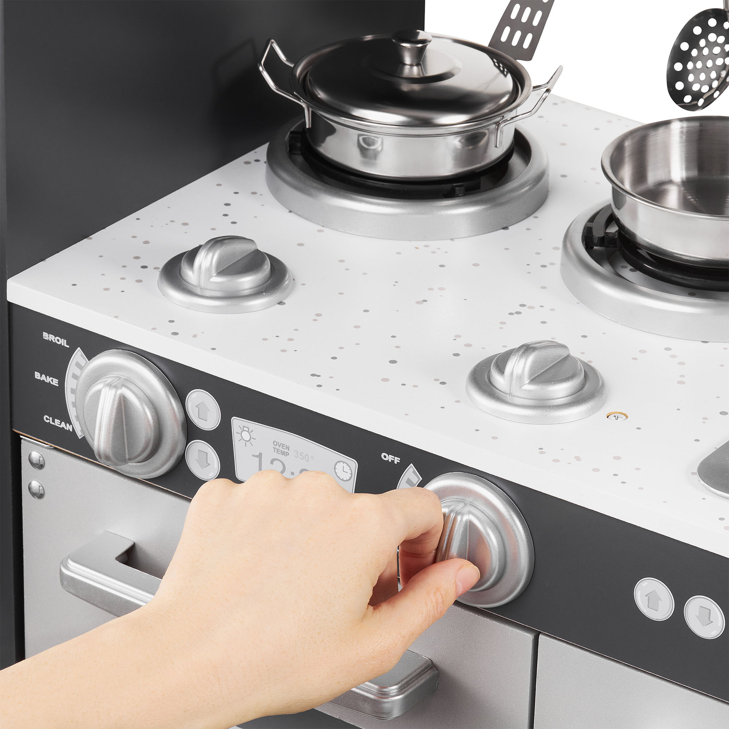 Ξύλινη κουζίνα XXL με φωτισμό LED, ποδιά και αξεσουάρ