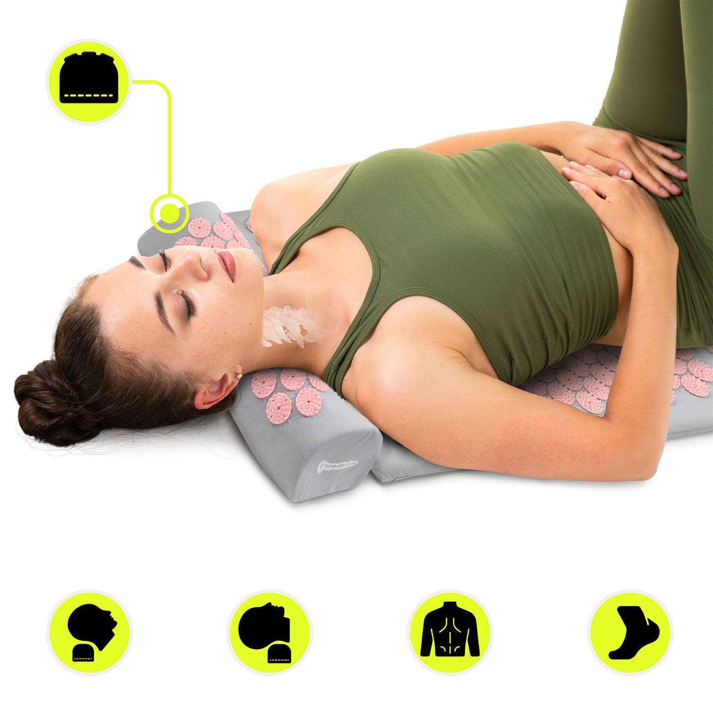 Μεγάλο στρώμα πιεσοθεραπείας με μαξιλάρι και κάλυμμα - 130 cm HyperMotion γκρι και ροζ