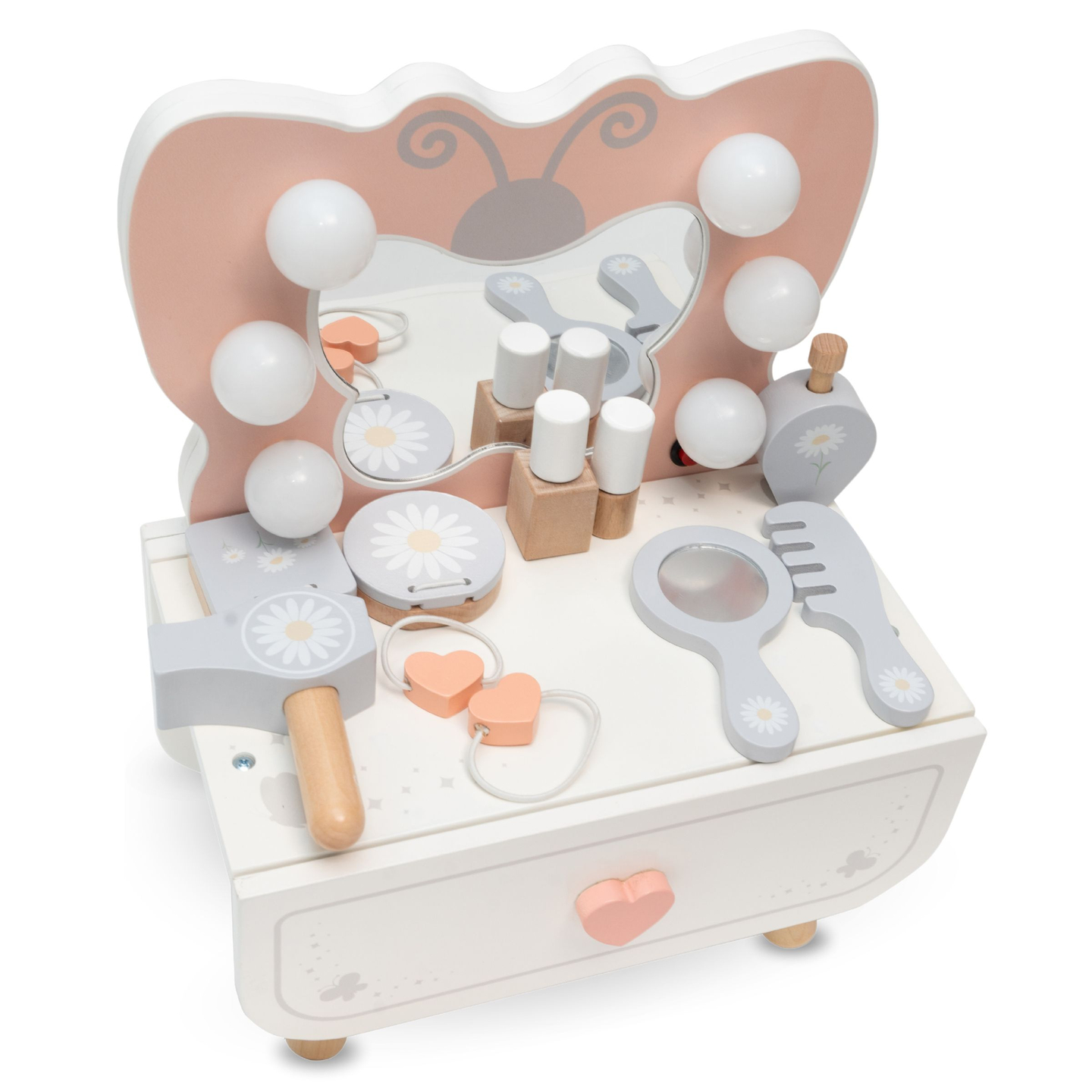 Ξύλινο μίνι κομοδίνο με φωτισμό LED - Butterfly