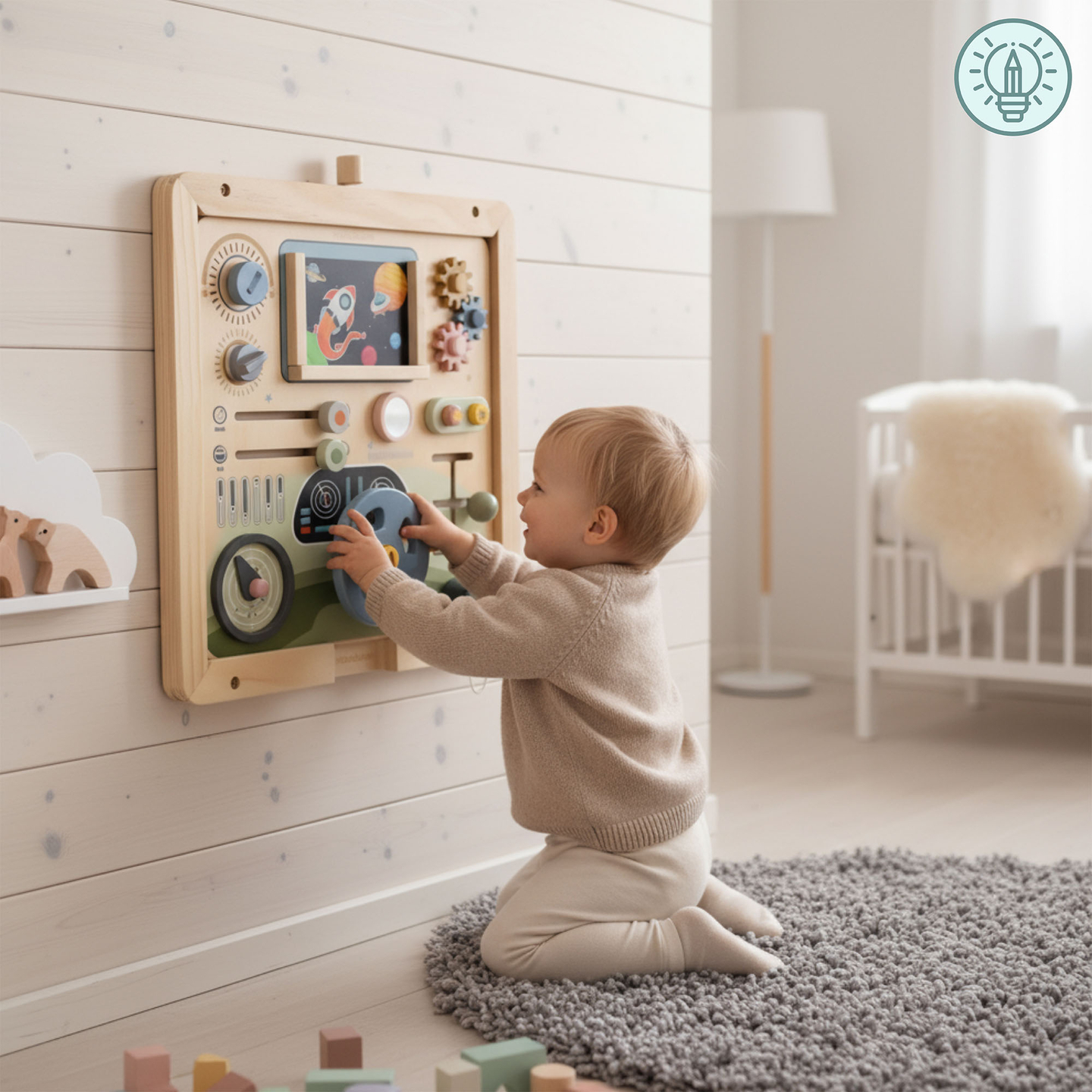 Ξύλινο πλαίσιο τοίχου - για την τοποθέτηση εκπαιδευτικών πινάκων Mamabrum