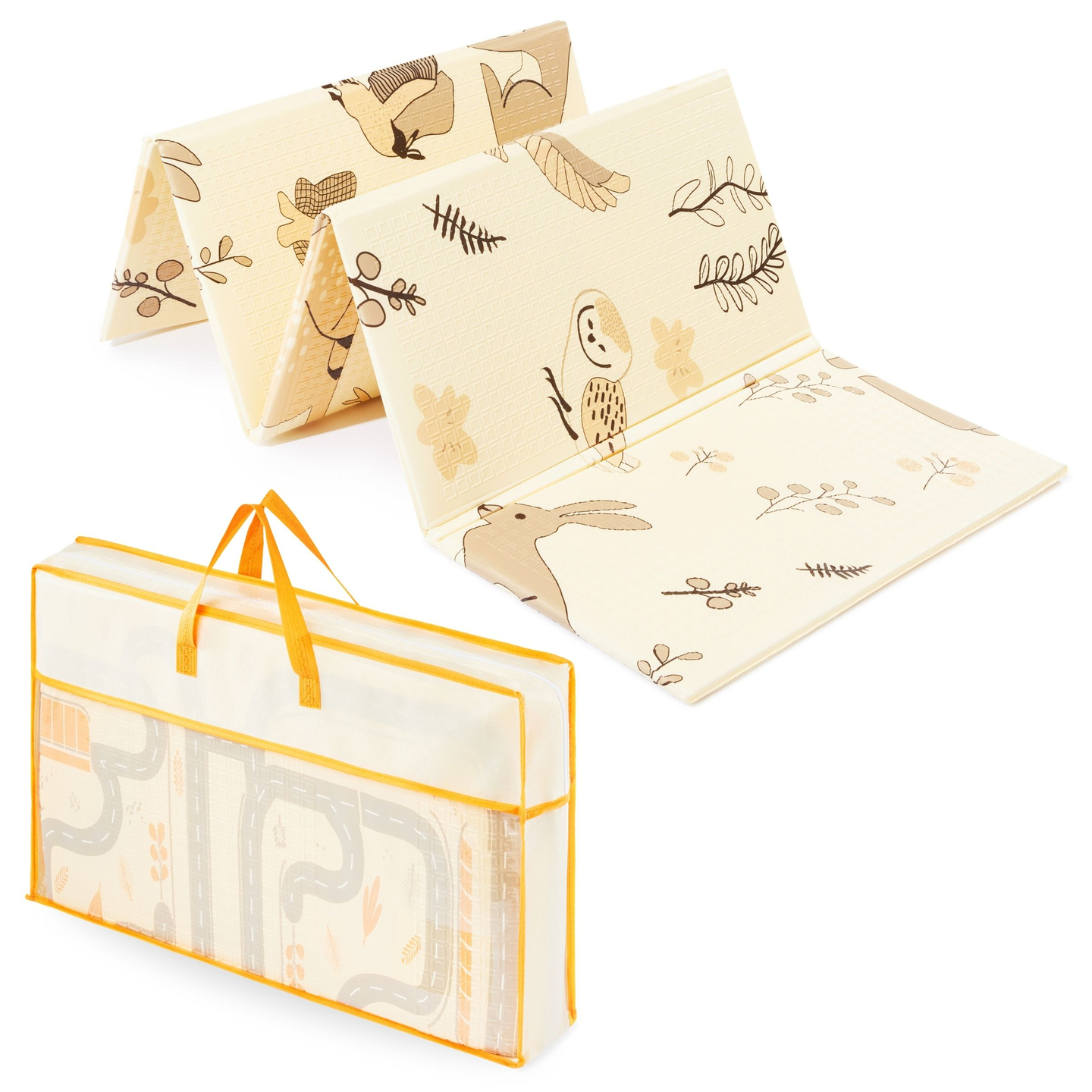 Διπλής όψης αναδιπλούμενο αφρώδες χαλάκι 180 x 120 x 1 cm - Magic Forest/Futumn Streets - boho