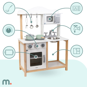 Ξύλινη παιδική κουζίνα με φούρνο μικροκυμάτων