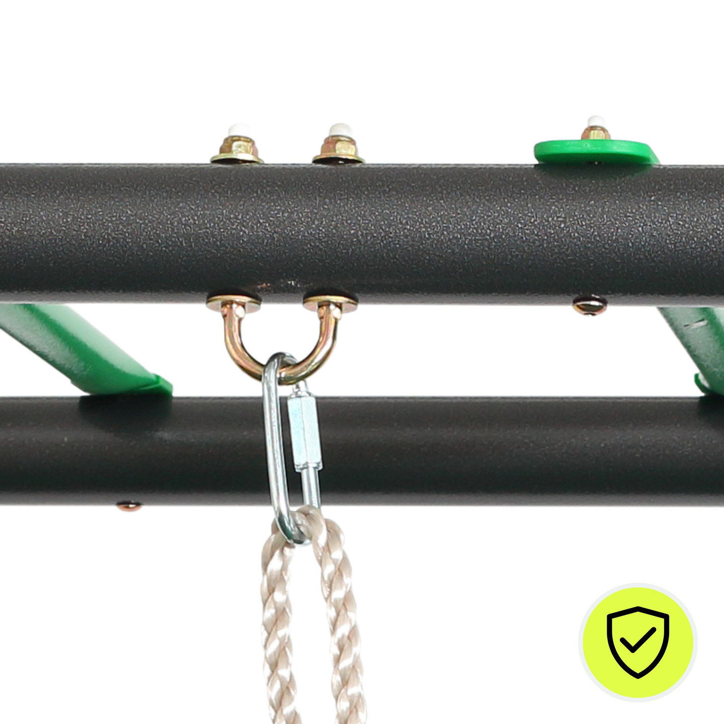 Χαλύβδινη κούνια κήπου XXL - 2 καθίσματα, σκάλα, τραπέζιο γυμναστικής