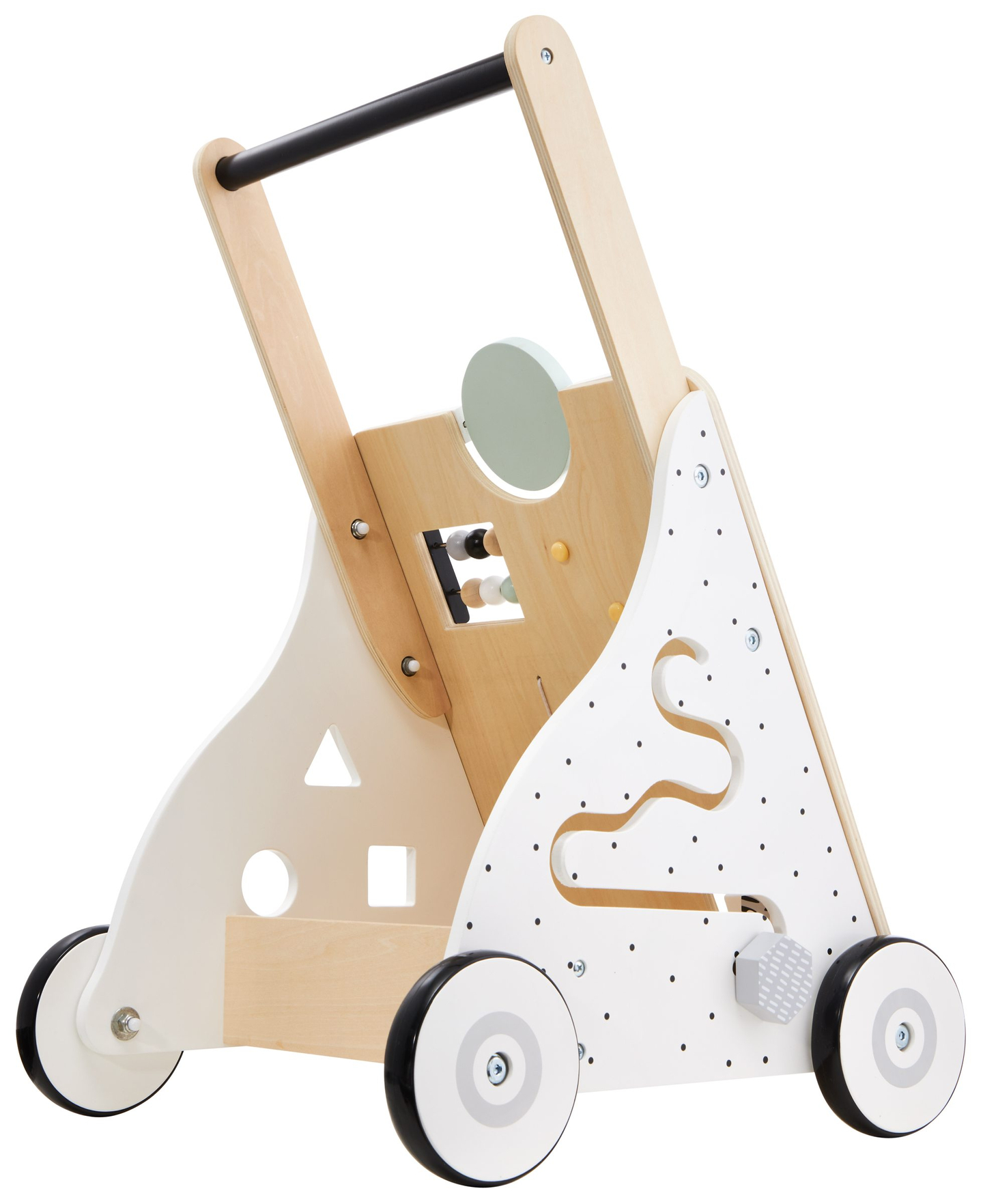 Ξύλινη, εκπαιδευτική παιδική περπατούρα / καροτσάκι - πίνακας χειρισμού