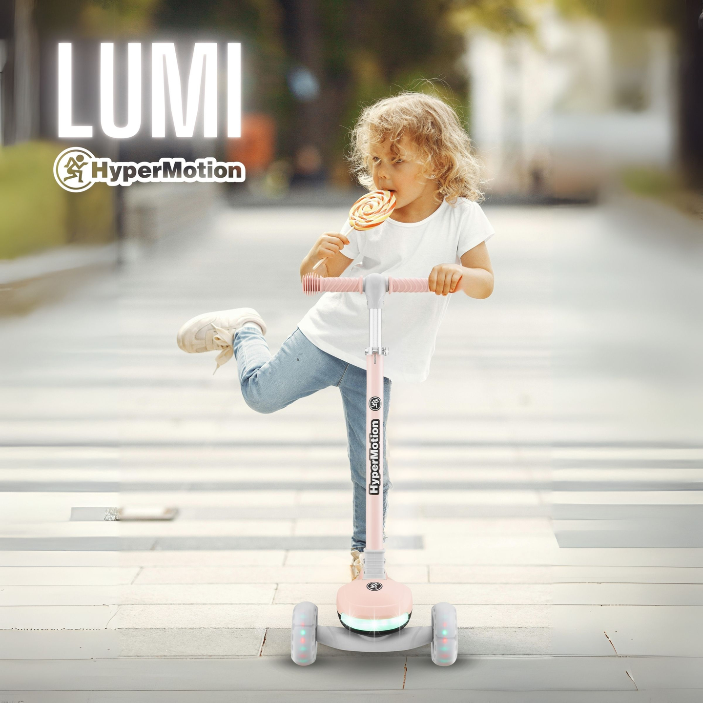 HyperMotion LUMI 3 σε 1 πατίνι ισορροπίας - φωτιζόμενη πλατφόρμα και ρόδες LED, χρώμα ροζ