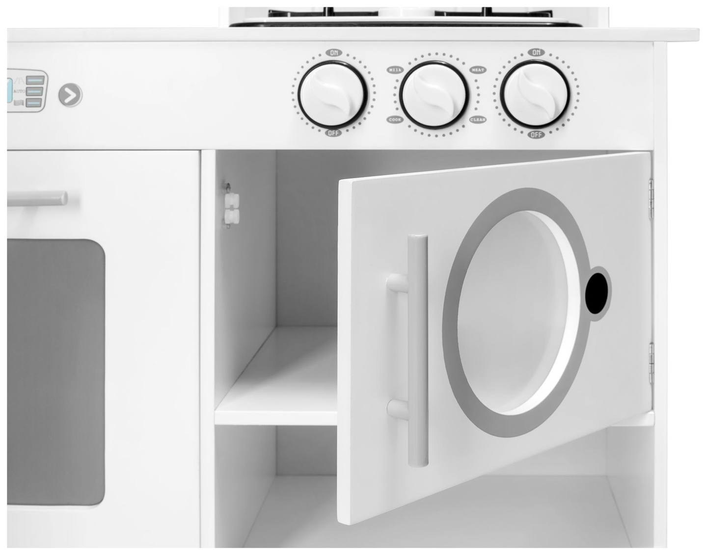 Γωνιακή ξύλινη κουζίνα XXXL με ψυγείο, φούρνο, πλυντήριο ρούχων, ποδιά και αξεσουάρ