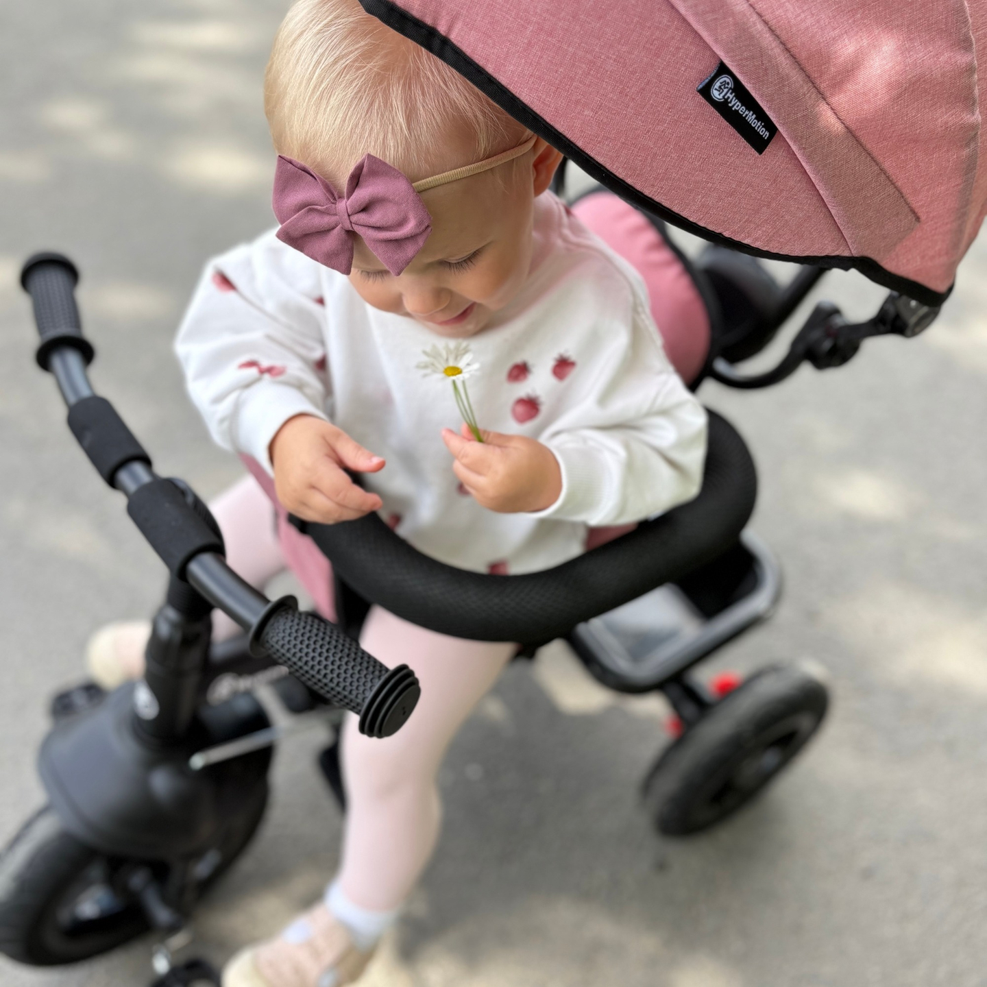 Τρίκυκλο για παιδιά 1-4 ετών - TOBI FREY - ροζ χρώμα - περιστρεφόμενο - τροχοί με αντλία + ωθητήρας