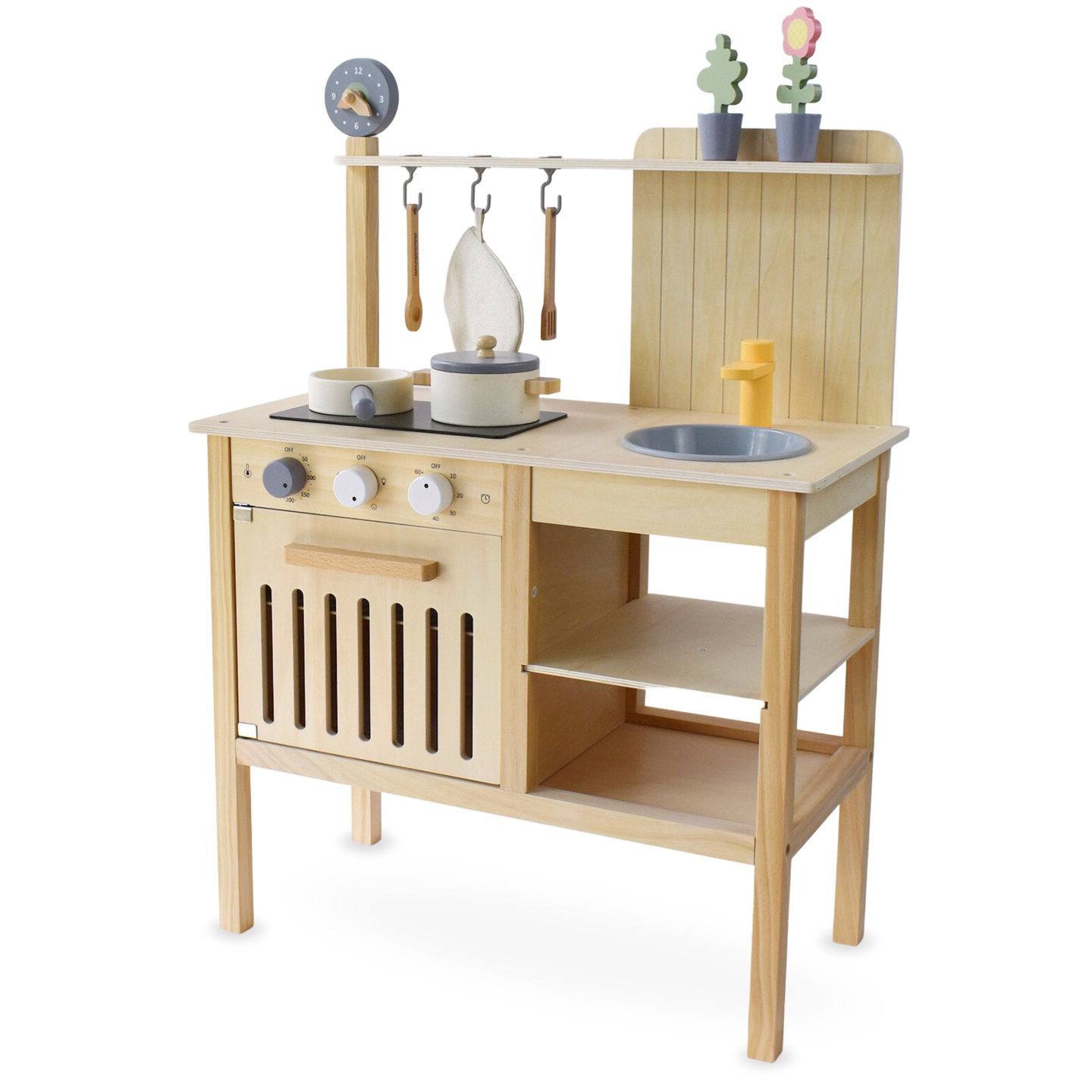 Ξύλινη κουζίνα κήπου με αξεσουάρ - φυσικό boho