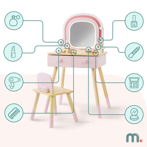 Ξύλινη παιδική τουαλέτα με φωτισμό LED με ομαλή ρύθμιση φωτεινότητας, καρέκλα και αξεσουάρ