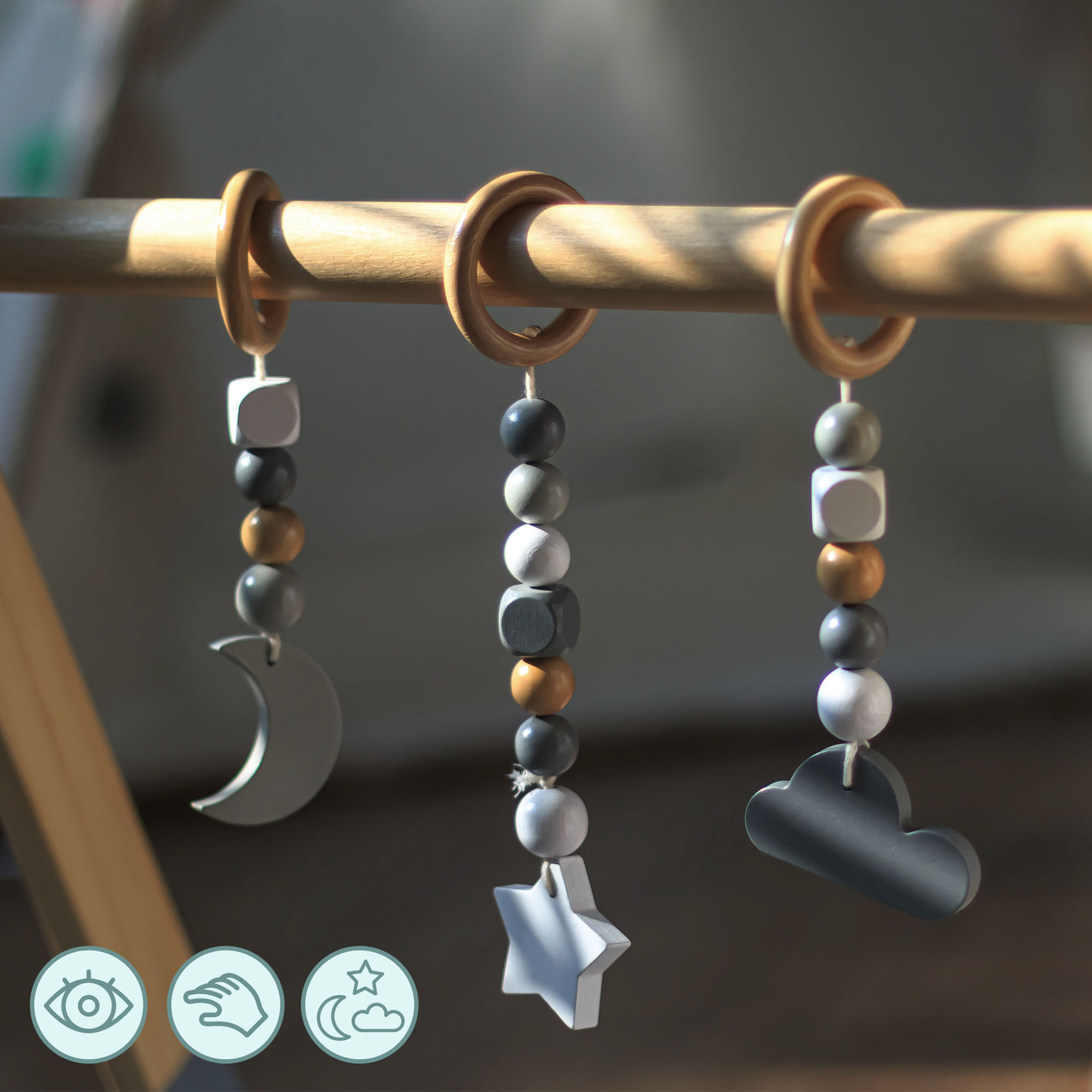 Ξύλινη βάση εκπαίδευσης Baby Gym - χρώμα γκρι